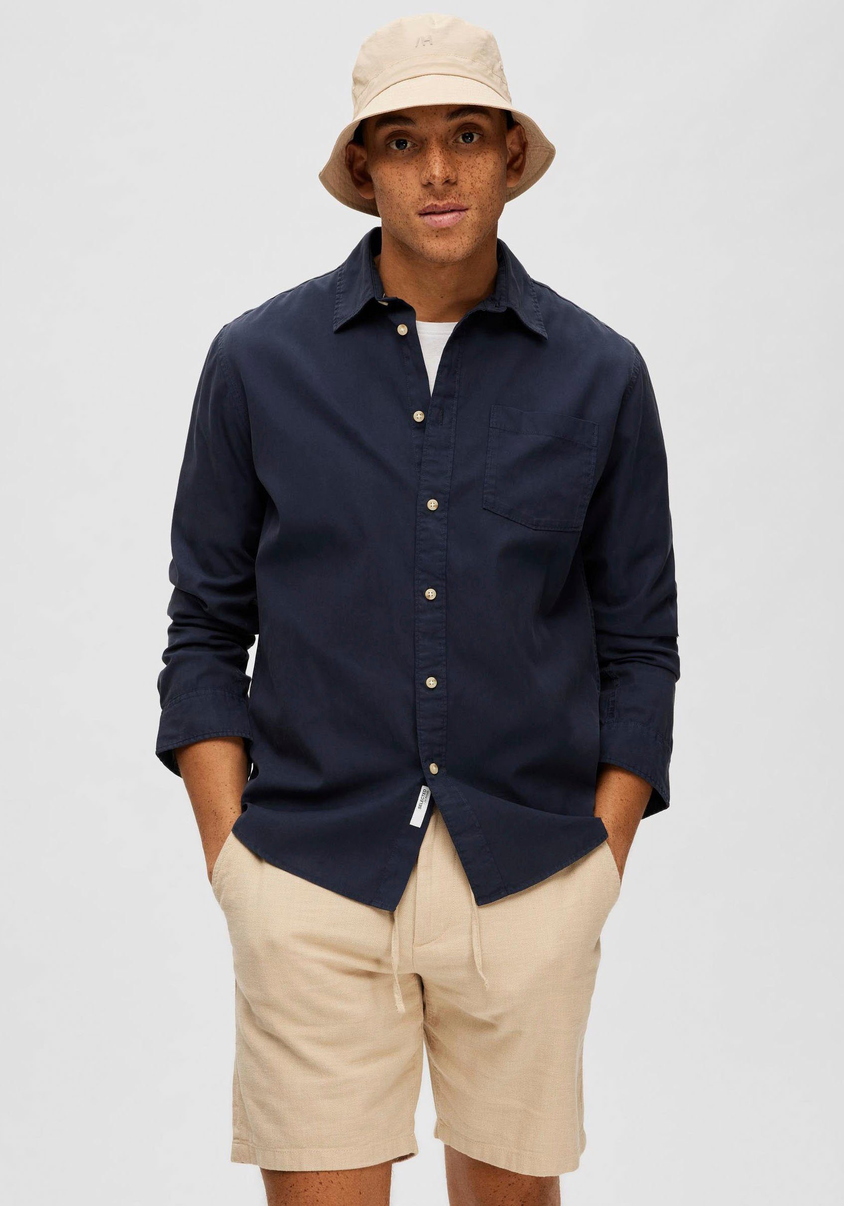 SELECTED HOMME Overhemd met lange mouwen SLHREGPASTEL-LINEN SHIRT LS W