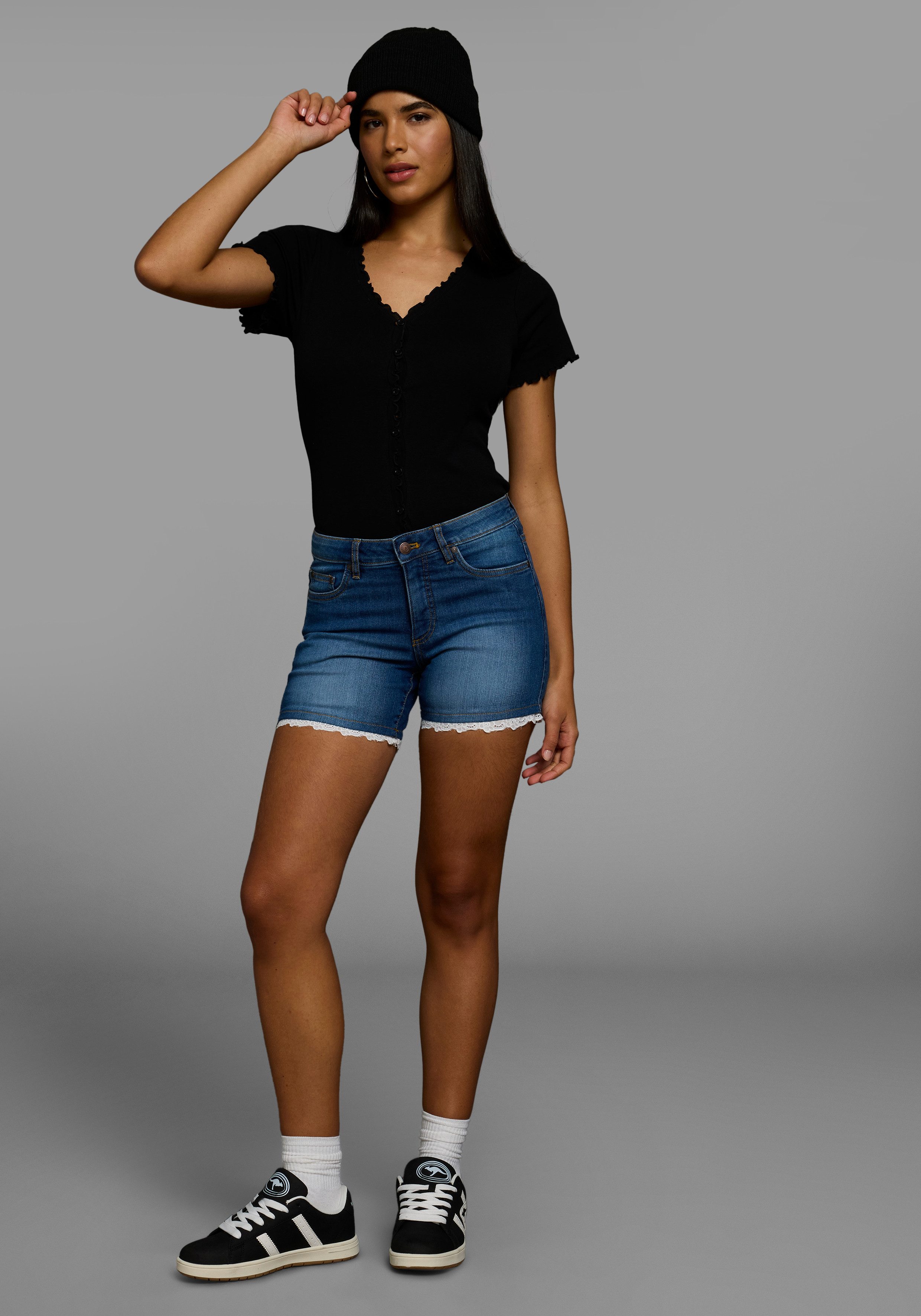 KangaROOS Jeansshort met kant