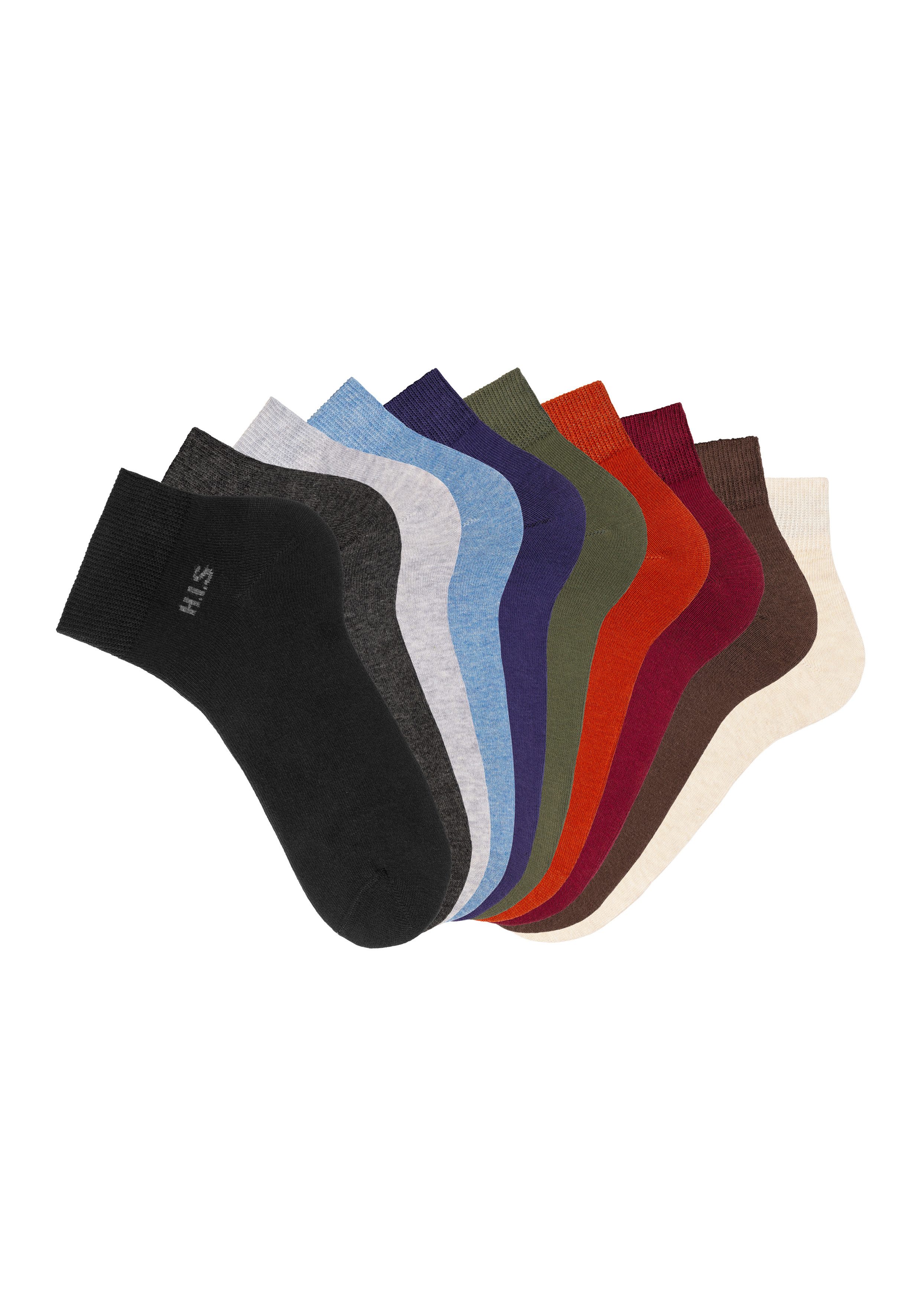 H.I.S Korte sokken met gekleurde binnenkant van de band (set, 10 paar)