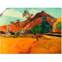 artland artprint tahitisch landschap, 1891 in vele afmetingen  productsoorten - artprint van aluminium - artprint voor buiten, artprint op linnen, poster, muursticker - wandfolie ook geschikt voor de badkamer (1 stuk) bruin