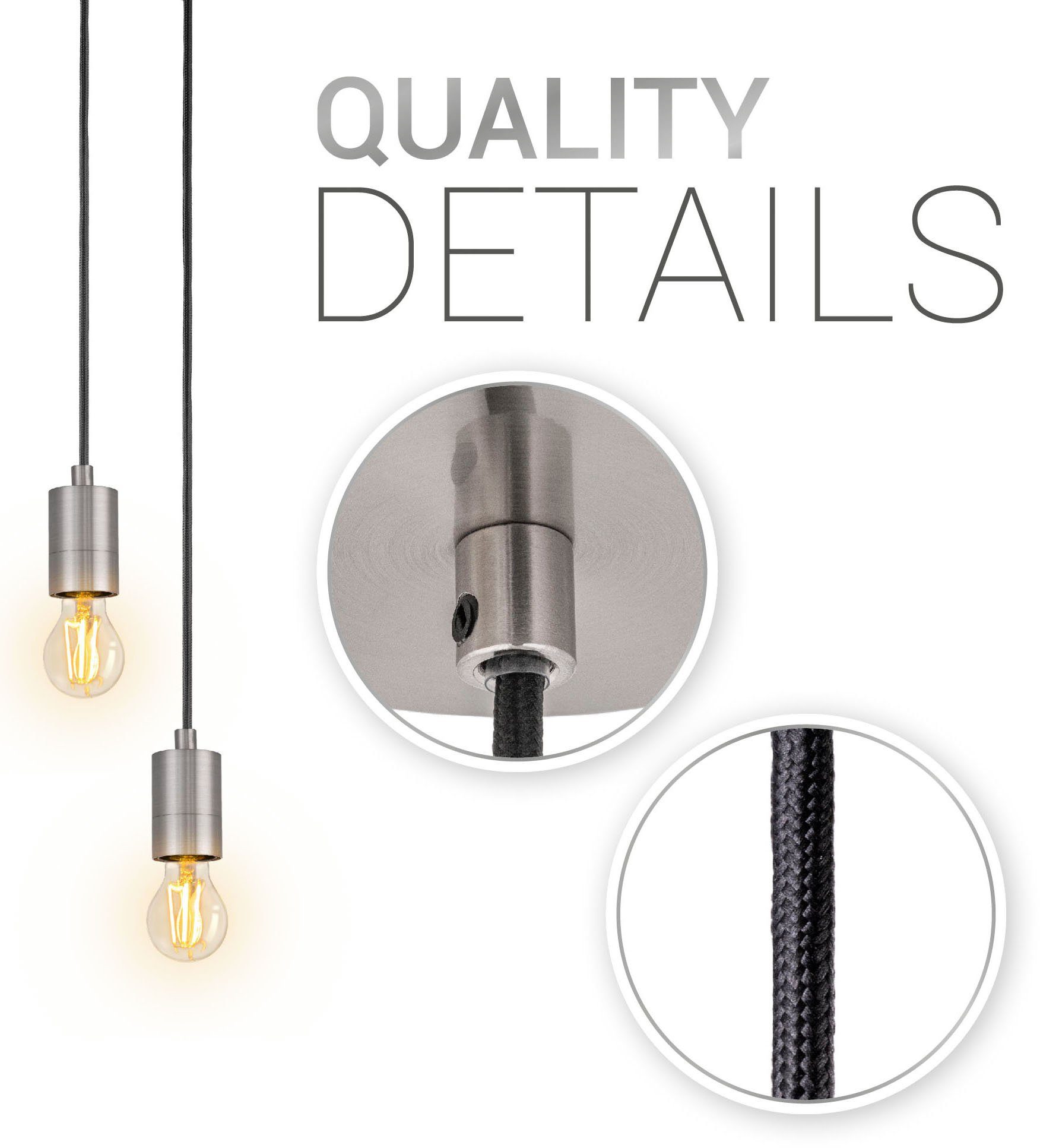 Paco Home Hanglamp Hugo E27 1,5m textielkabel inkortbaar 1-vlamig