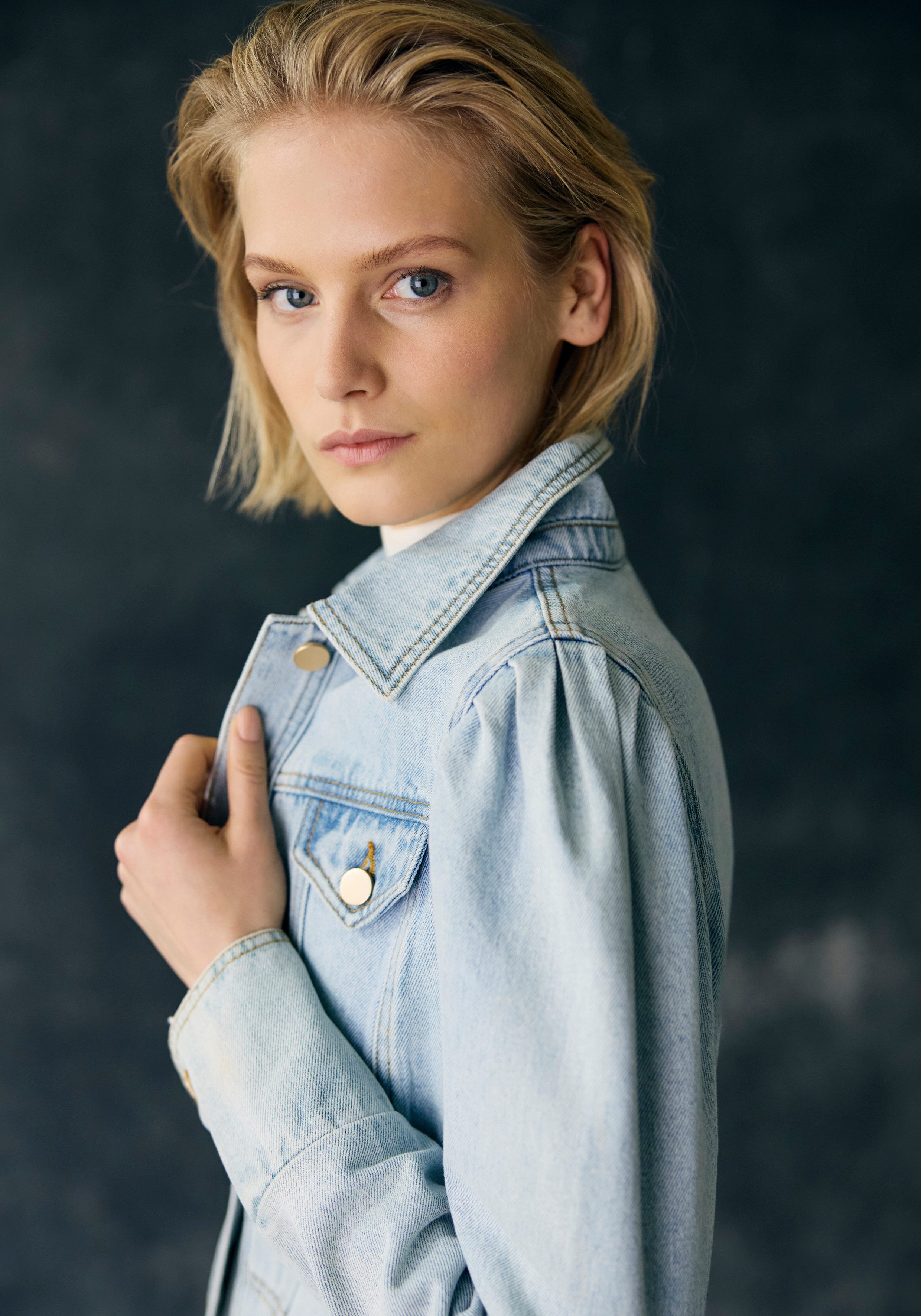 Vivance Jeansjack met pofmouwen en knopen, decoratieve zakken, denim