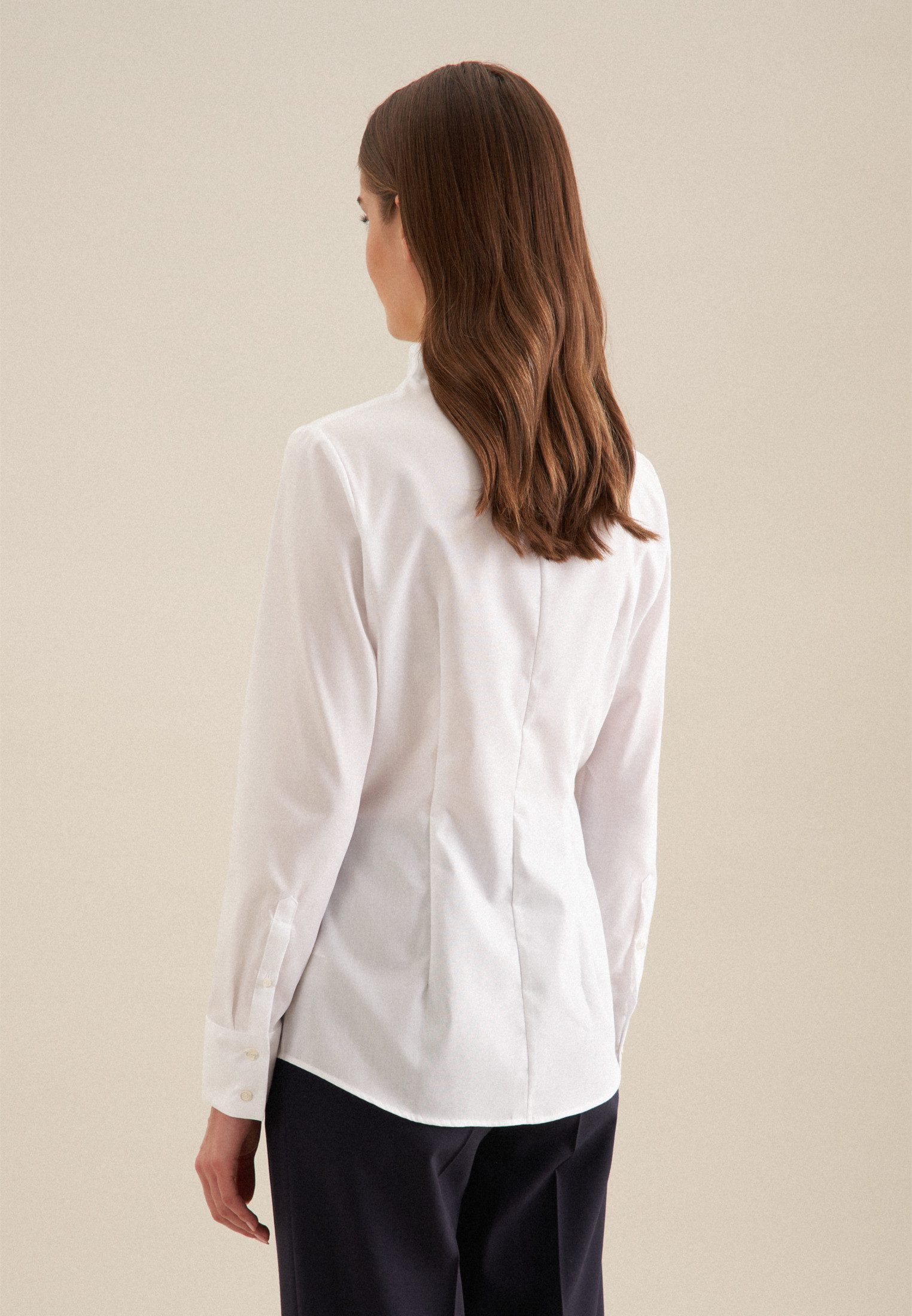 seidensticker Klassieke blouse Zwarte roos Lange mouwen kraag uni