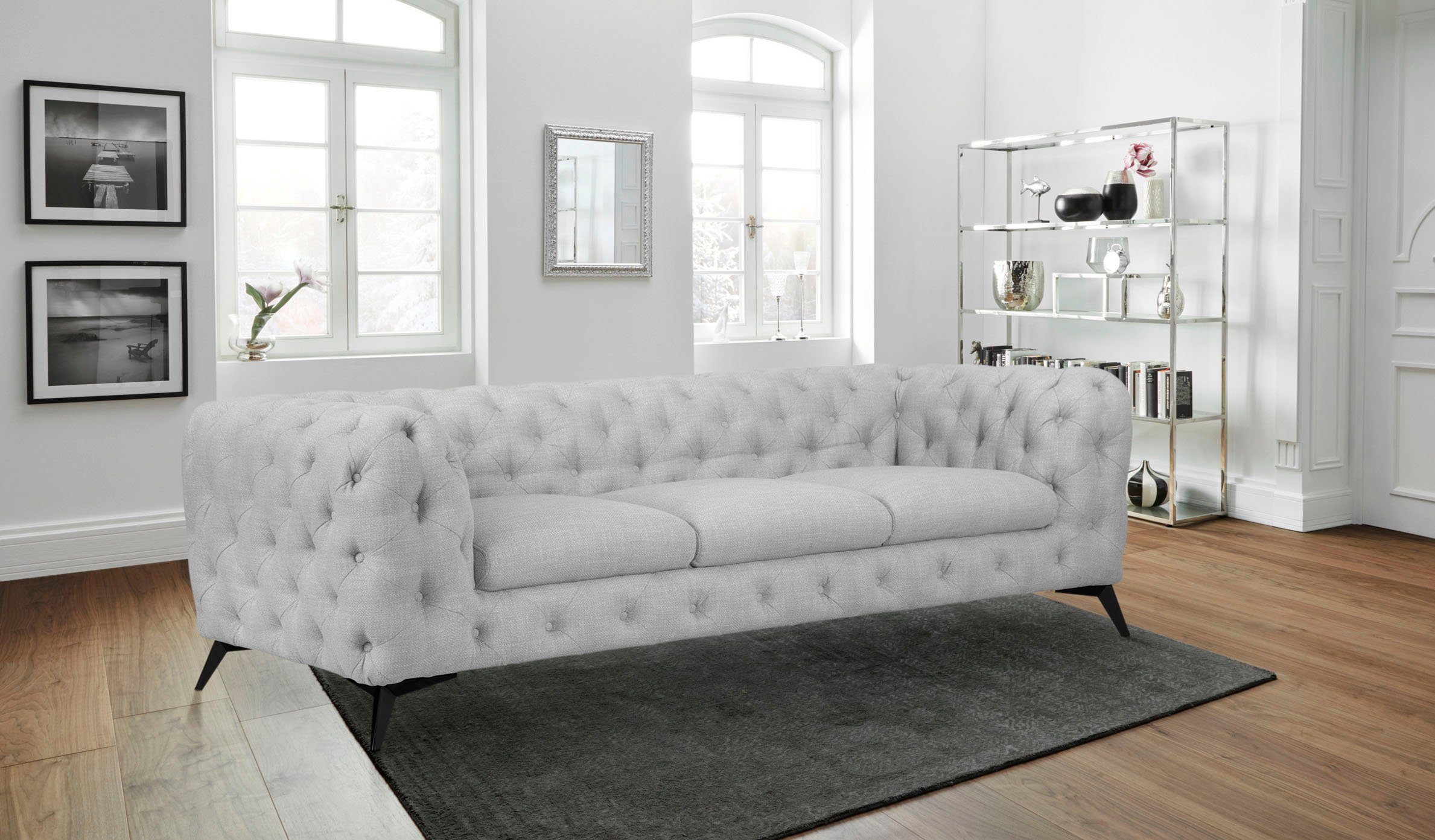 Leonique Chesterfield-bank Glynis luxueuze capitonnage, moderne chesterfield look, kleur van de poten ter keuze