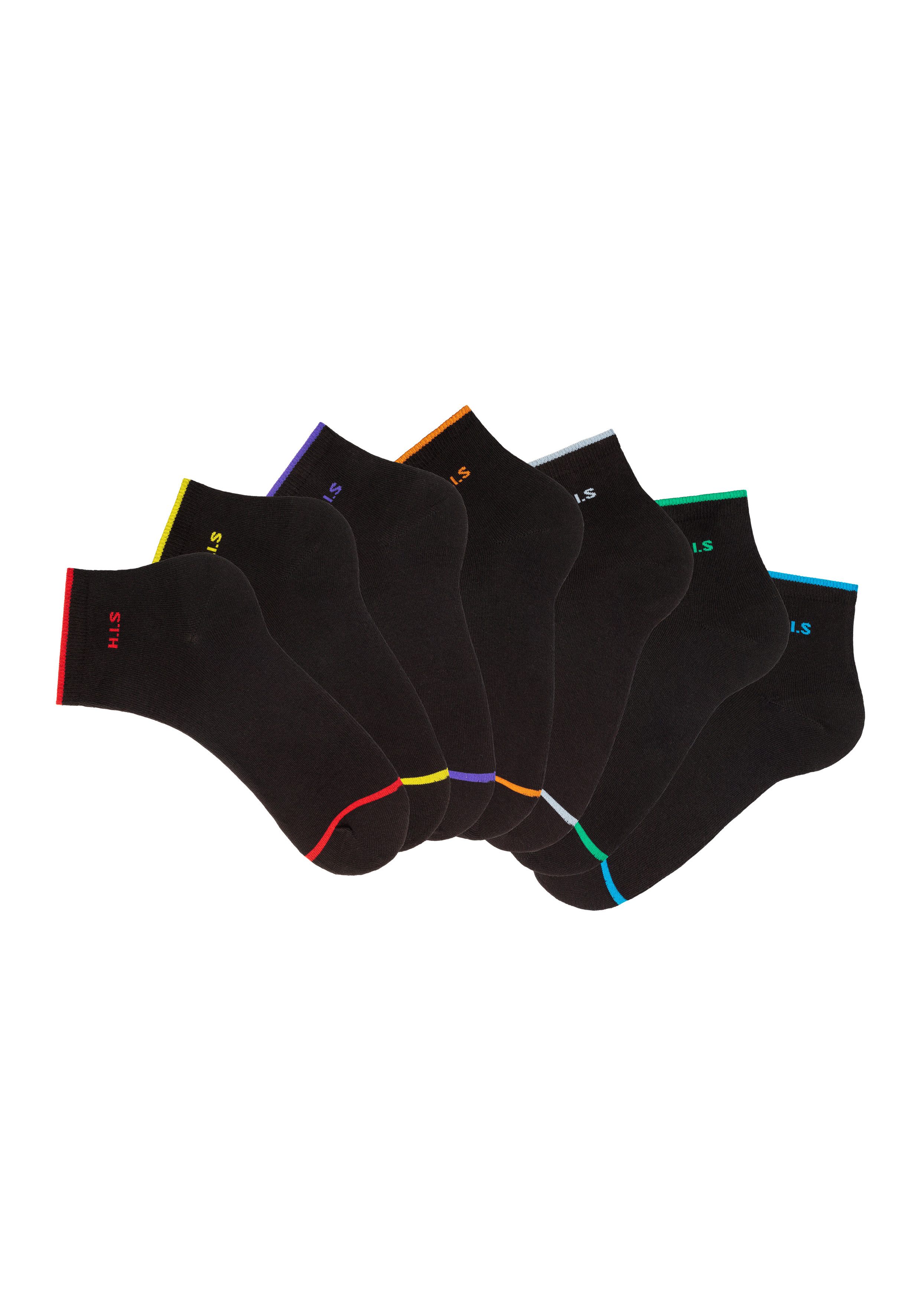 H.I.S Korte sokken met gekleurde boord (set, 7 paar)