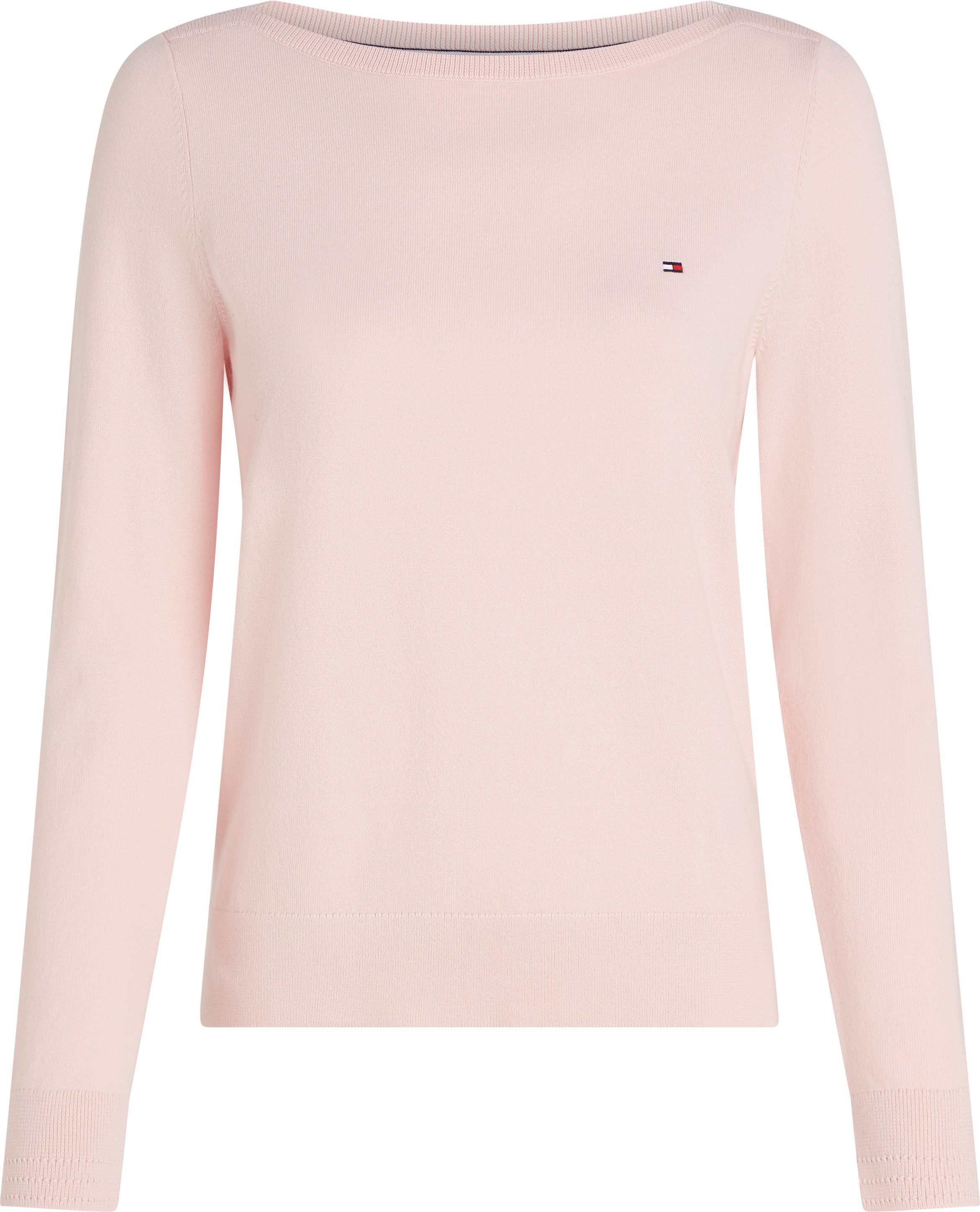 Tommy Hilfiger Gebreide trui CO JERSEY STITCH BOAT-NK SWEATER met tommy hilfiger-merklabel op de mouw