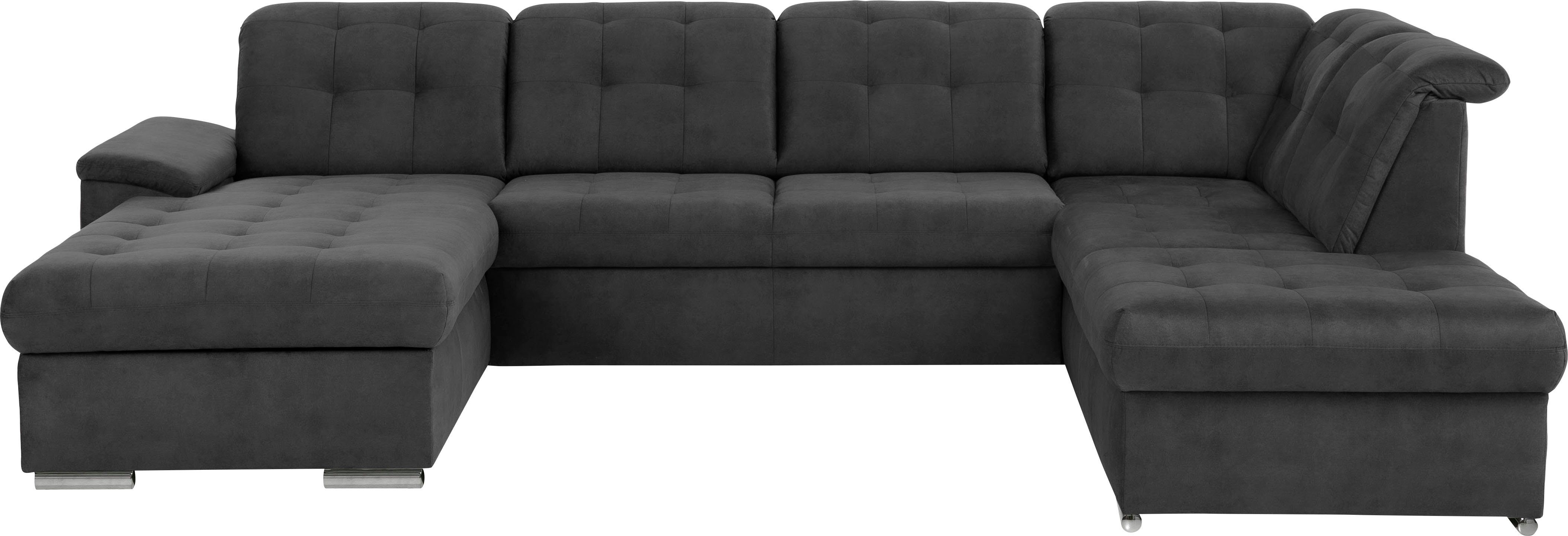 exxpo - sofa fashion Zithoek Durango, uitgebreide zit- en rugverwerking, comfortabel, U-vorm inclusief verstelbare hoofdsteun, naar keuze met slaapfunctie en bedkist (4-delig)
