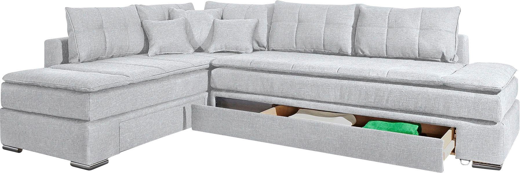 INOSIGN Hoekbank Boxspringbed Night & Day L-vorm met permanente slaapfunctie zonder armleuningen