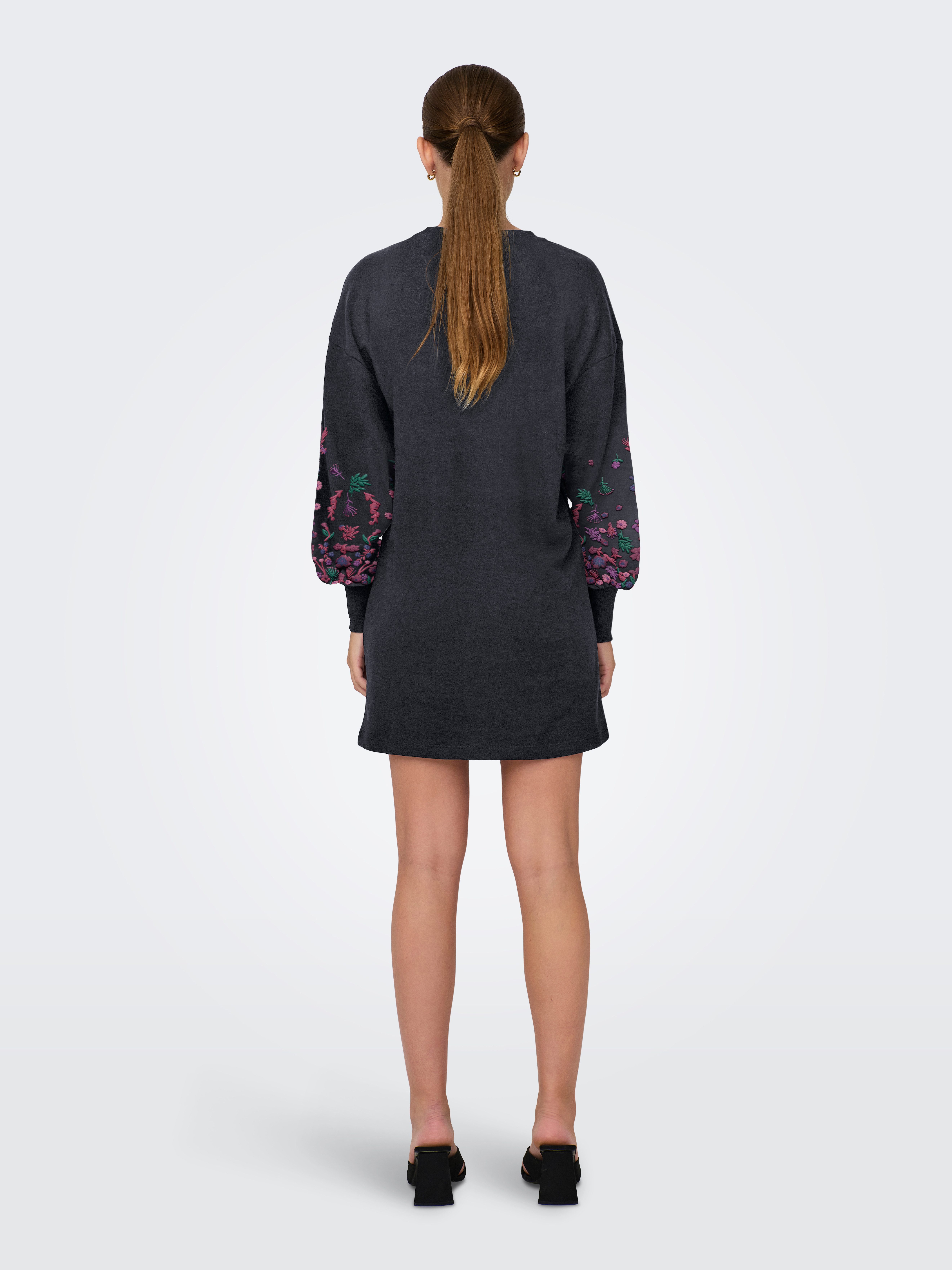 Only Sweatjurk ONLBROOKE LS SHORT DRESS FLOWER SWT NOOS