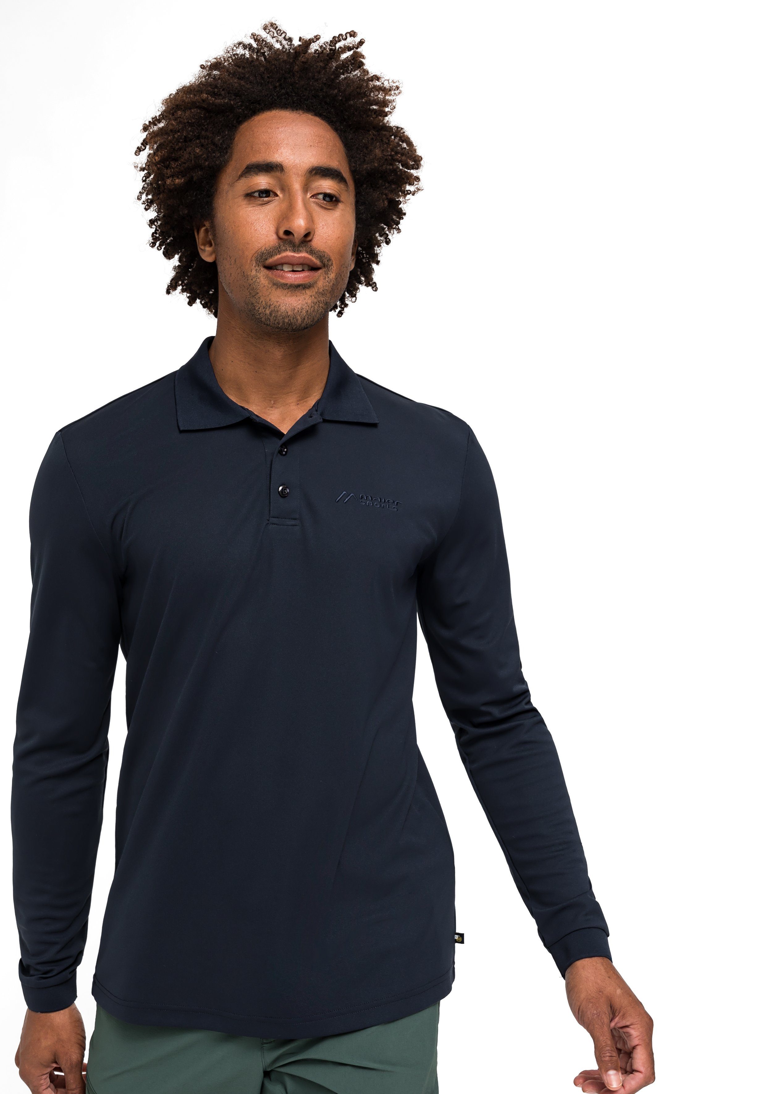 Maier Sports Poloshirt Ulrich L/S Heren functioneel shirt, lange mouw vrijetijdsshirt met overhemdkraag, regular fit
