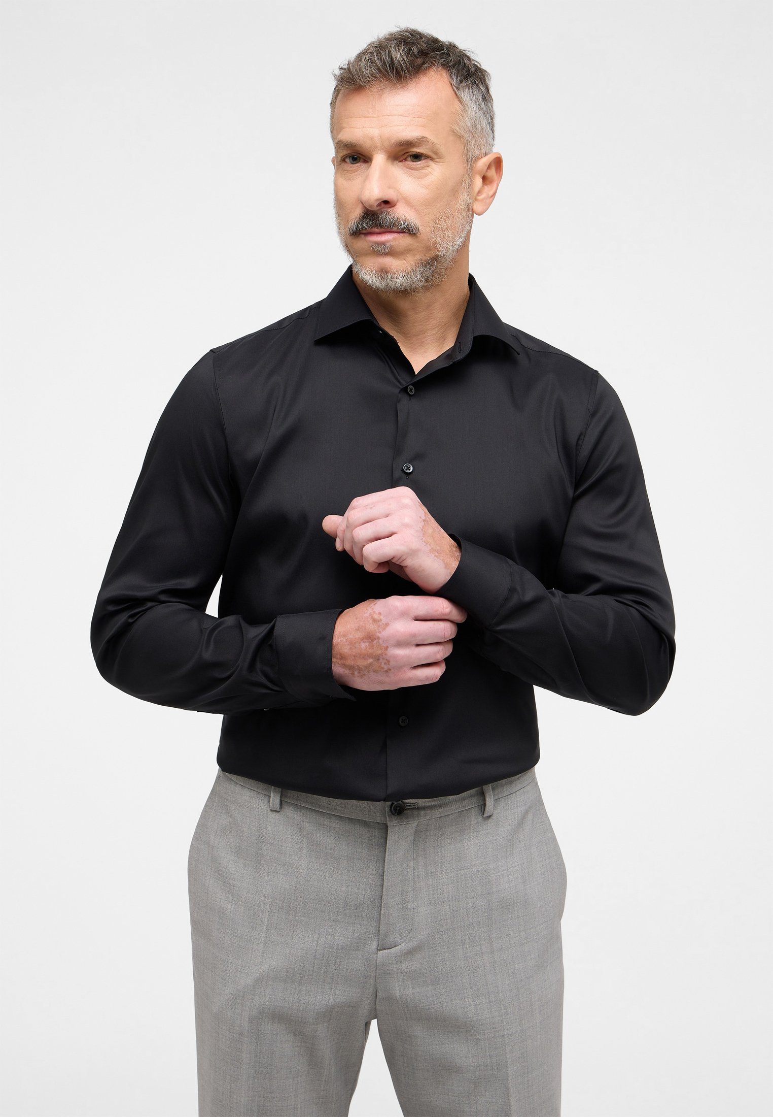 Eterna Overhemd met lange mouwen Slim fit EASY IRON (gemakkelijk te strijken) heren overhemden maat 40 zwart