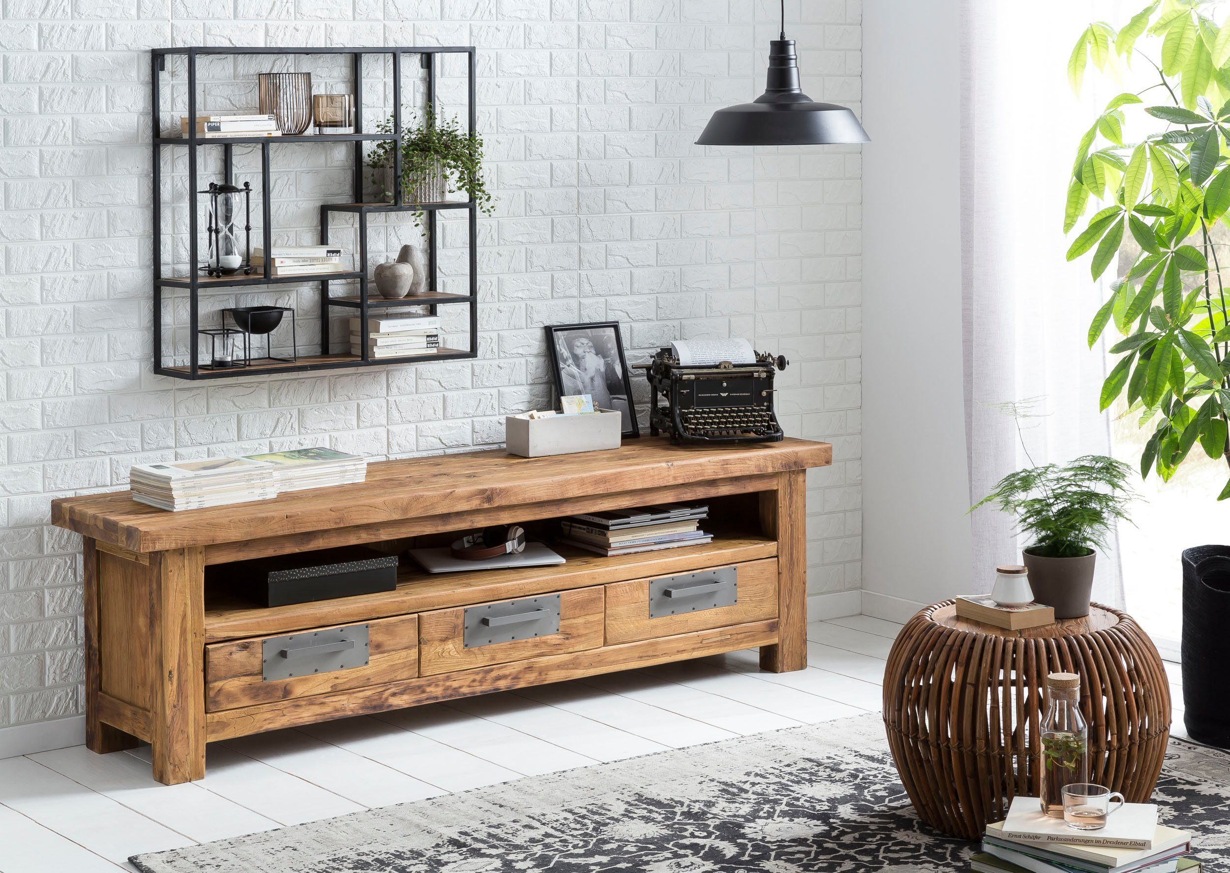 SIT Salontafel Rotan vintage Afm. (bxdxh): 80x80/40 cm, shabby chic, vintage