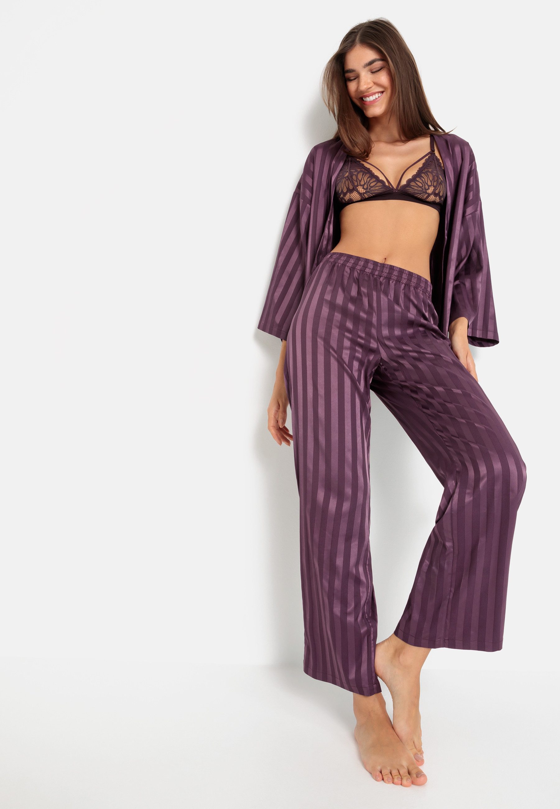LSCN by LASCANA Pyjama in kimono-stijl (set, 2-delig)