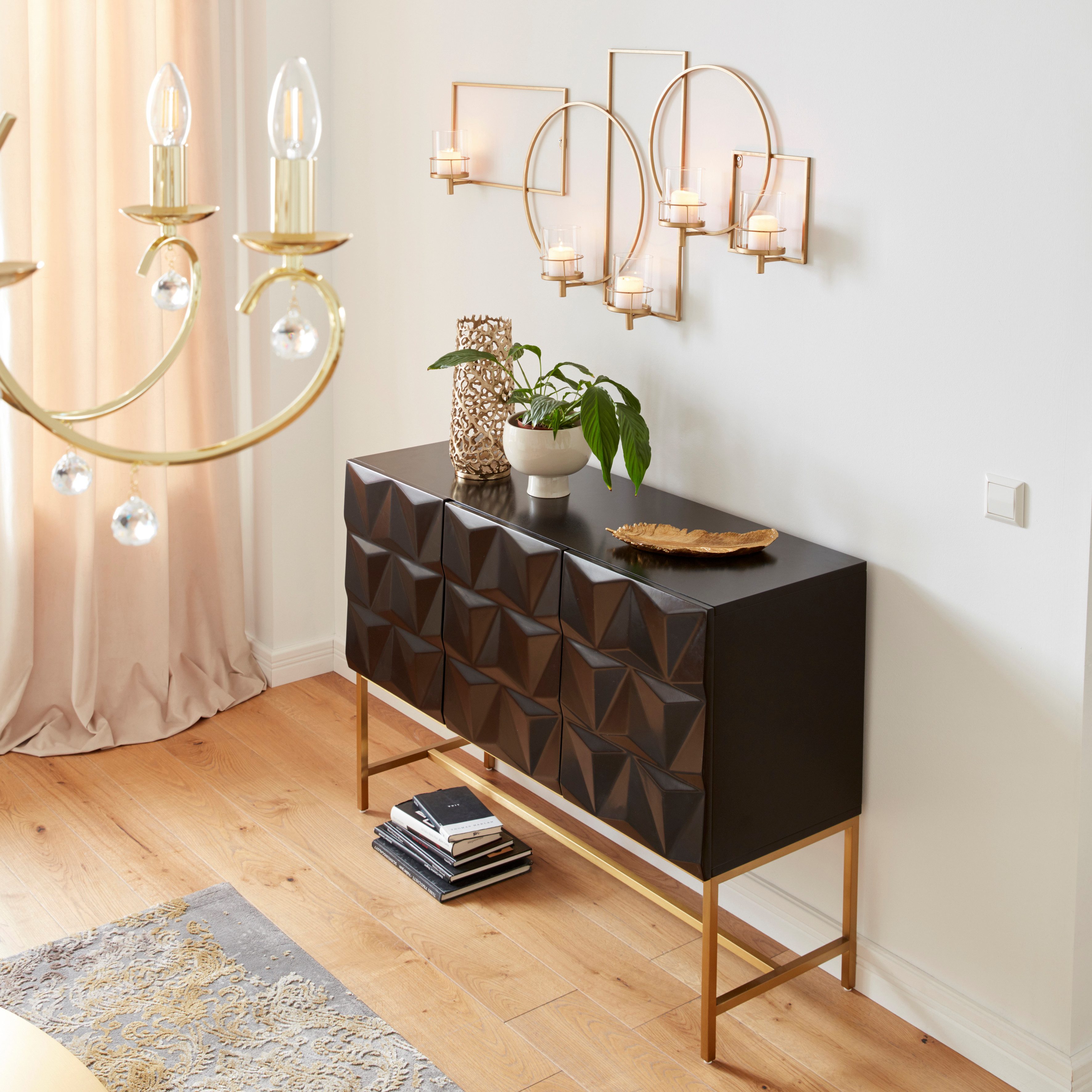 Leonique Dressoir Rovuma, TOPSELLER!, OTTOs keuze in 3d-look en met goudkleurig metalen frame