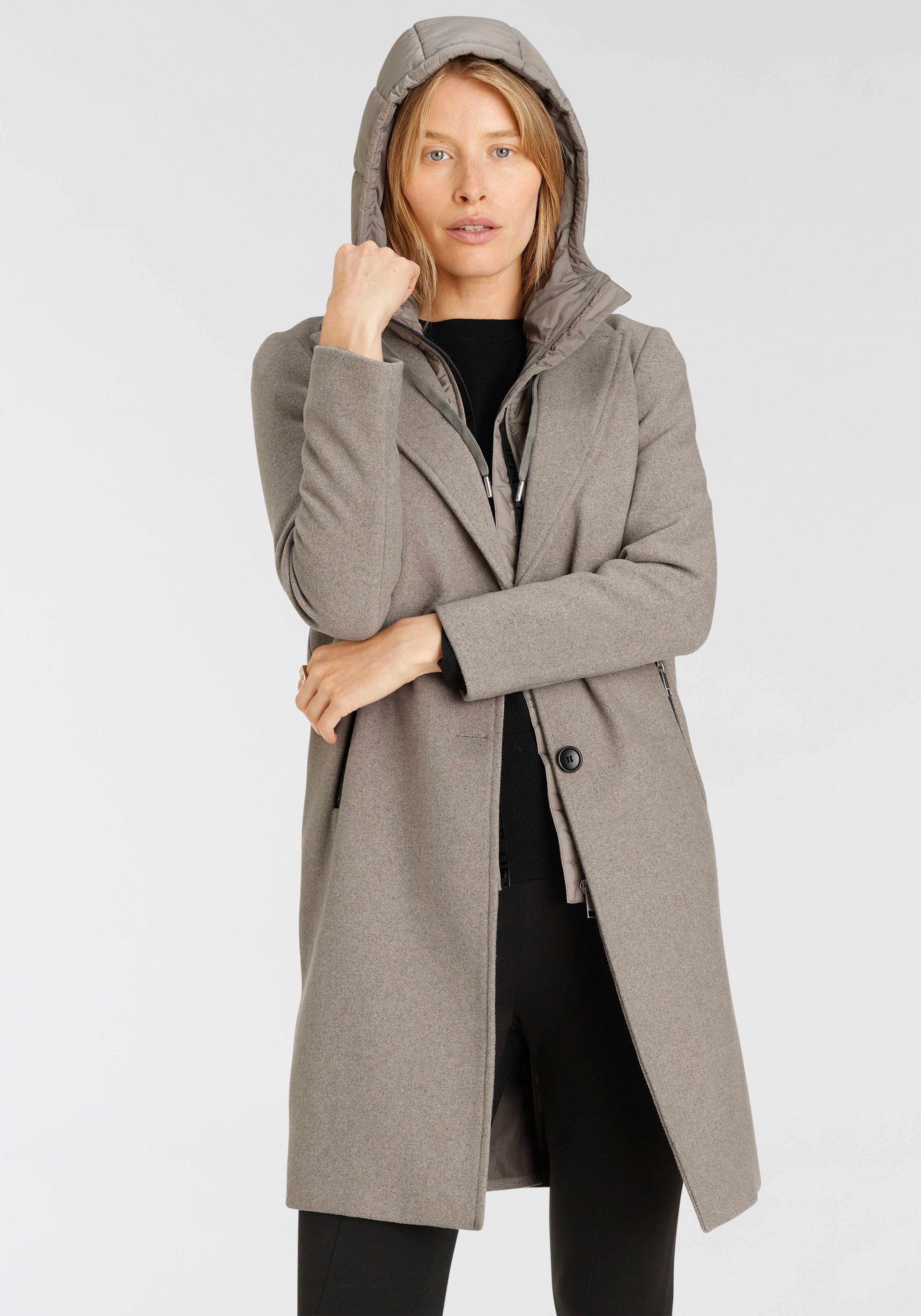 HECHTER PARIS Korte jas met geïntegreerd gilet (set, 2-delig) dames mantels maat 40 beige