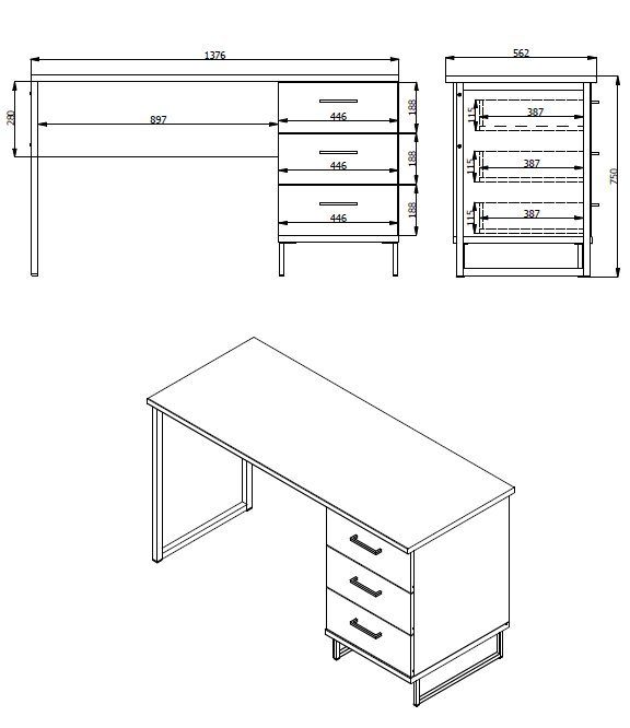 INOSIGN Bureau SARDINIA in industriële look, home office