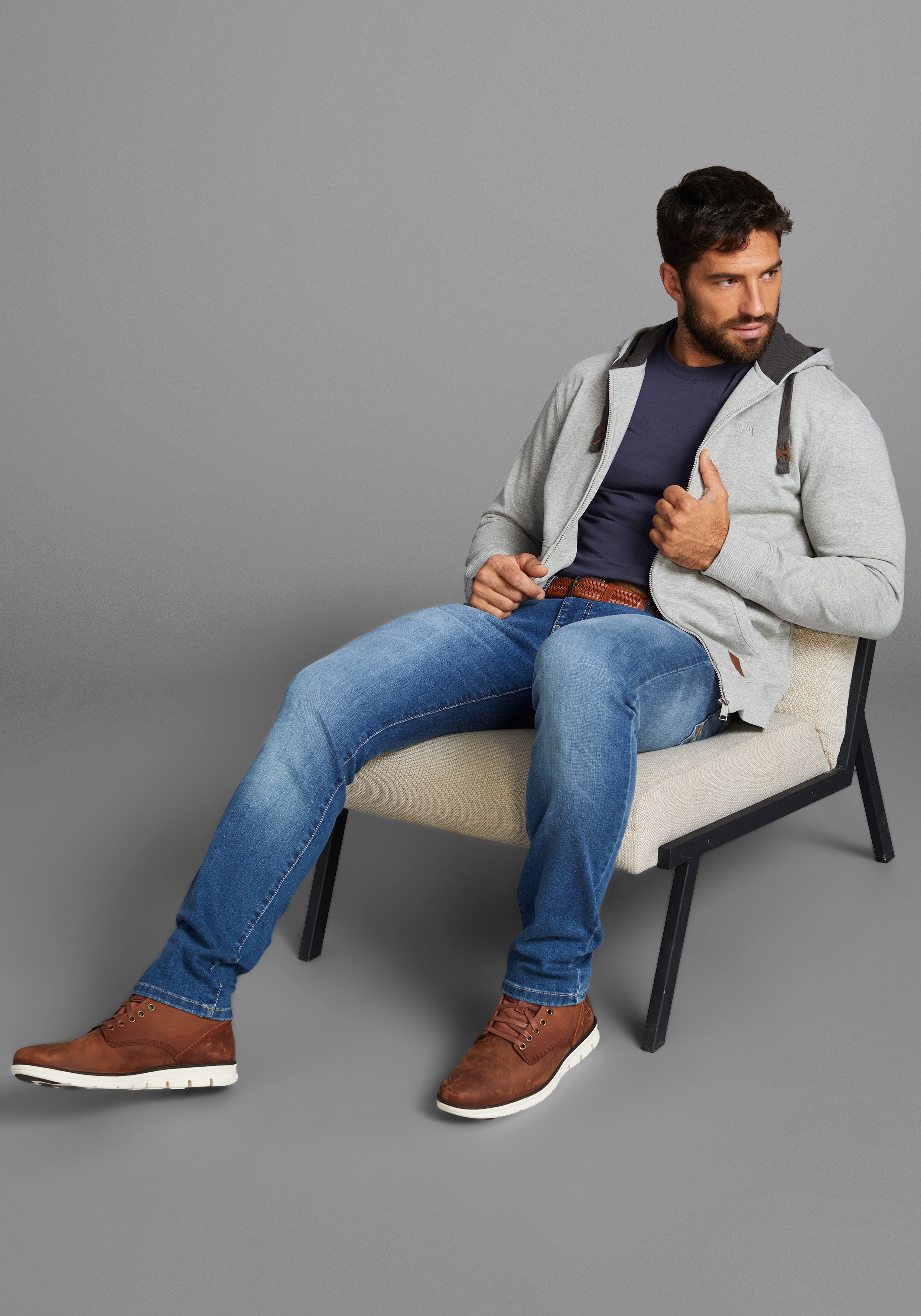 Man's World Capuchonsweatvest met contrastkleurige voering