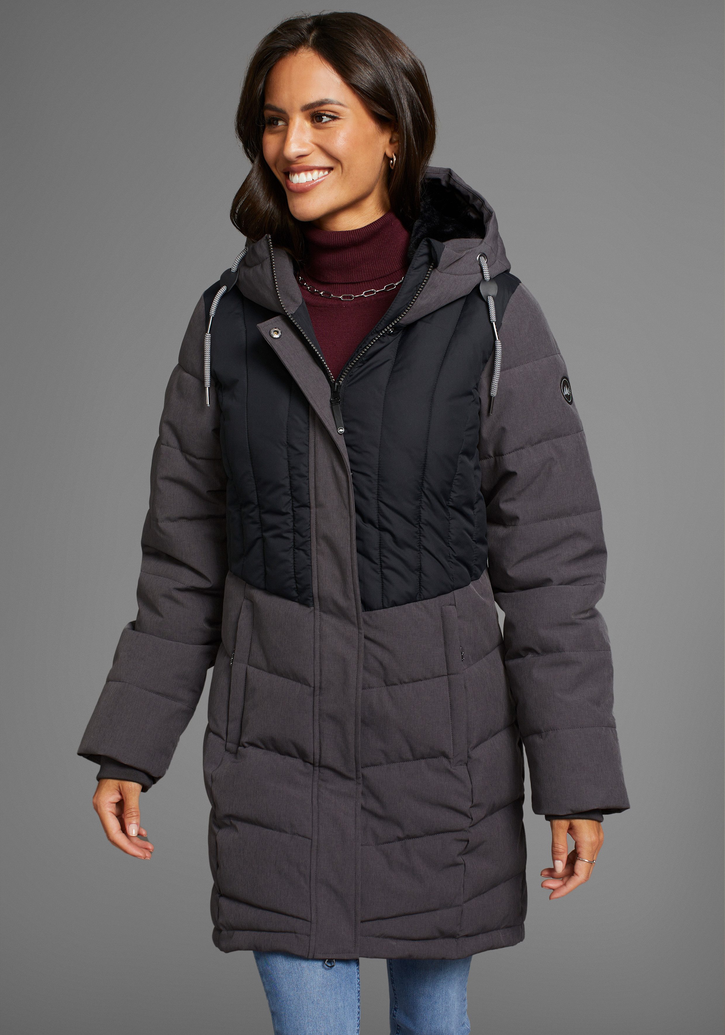 Polarino Winterjack gequilted winterparka met gevoerde capuchon