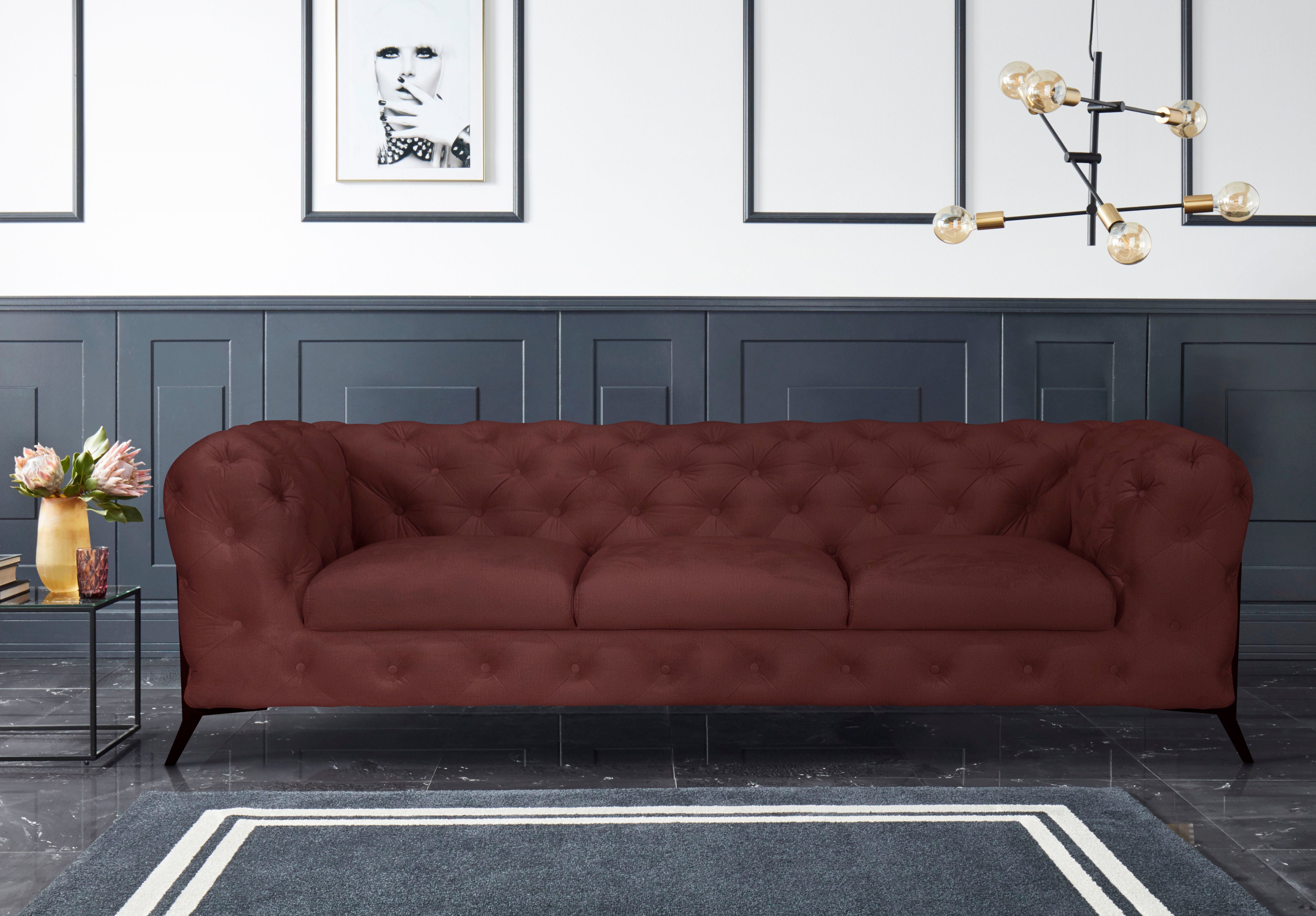 Leonique Chesterfield-bank Amaury luxueuze capitonnage, moderne chesterfield look, kleur van de poten ter keuze