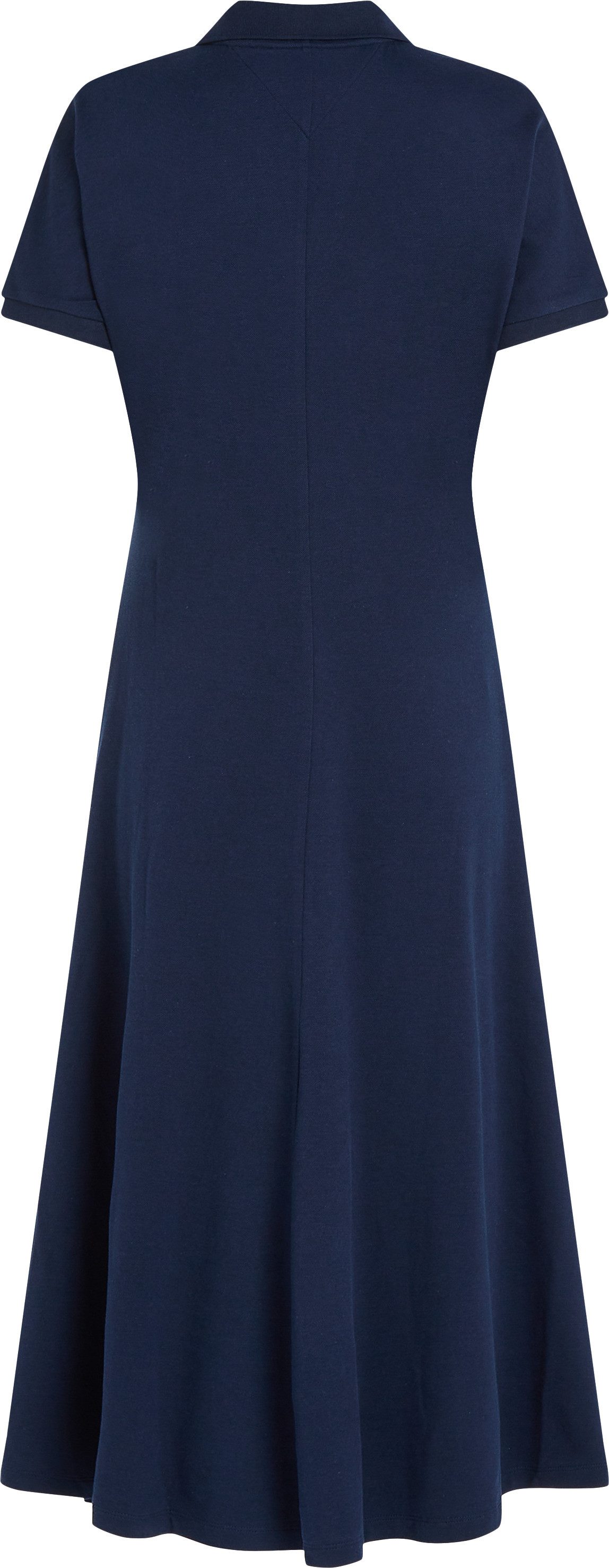 Tommy Hilfiger Polojurk LYOCELL OPEN-NK MIDI DRESS in midi-lengte, met aangehechte mouwen