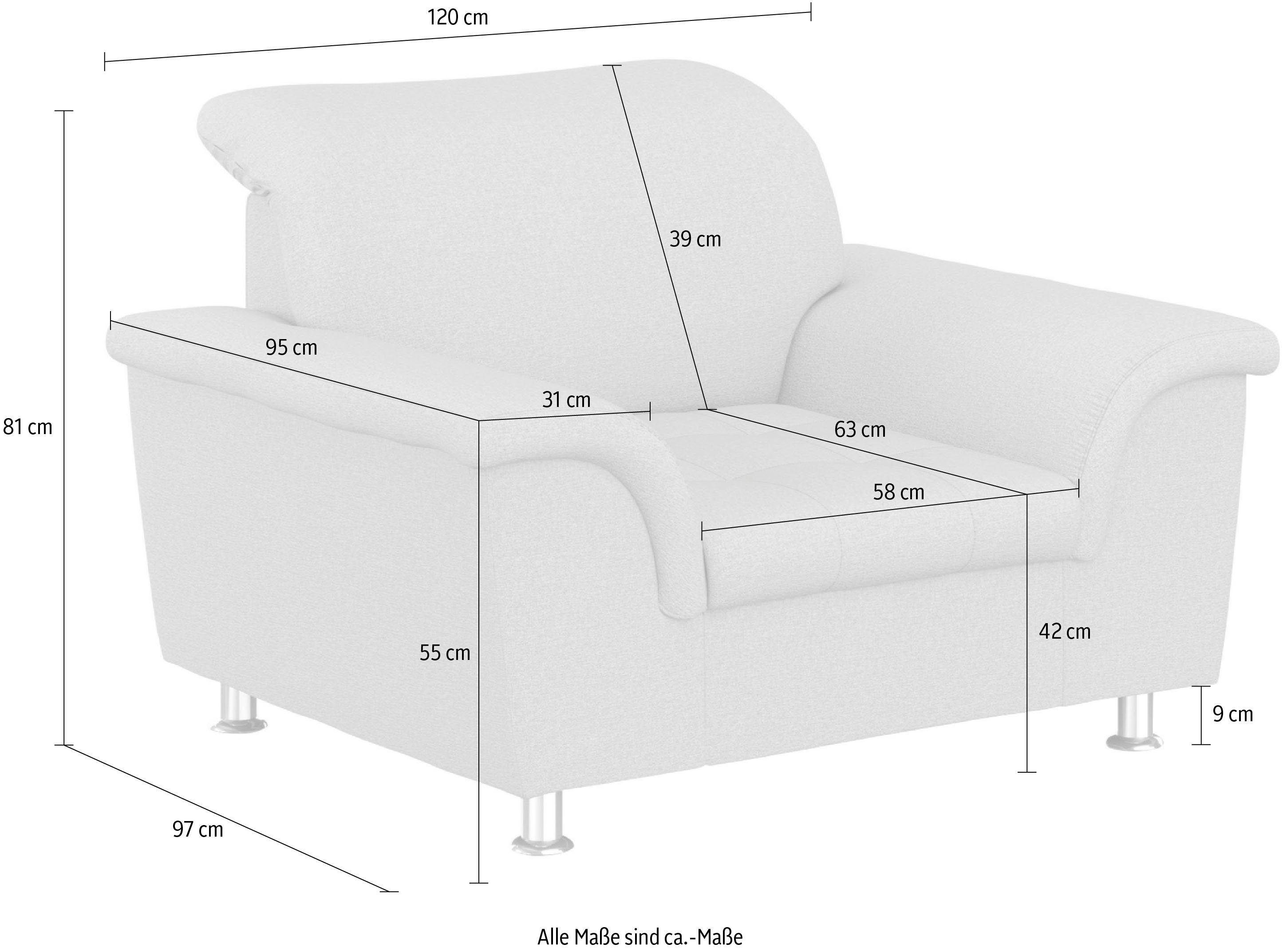 DOMO collection Fauteuil Franzi, tijdloos & elegant, moderne zittingstikking