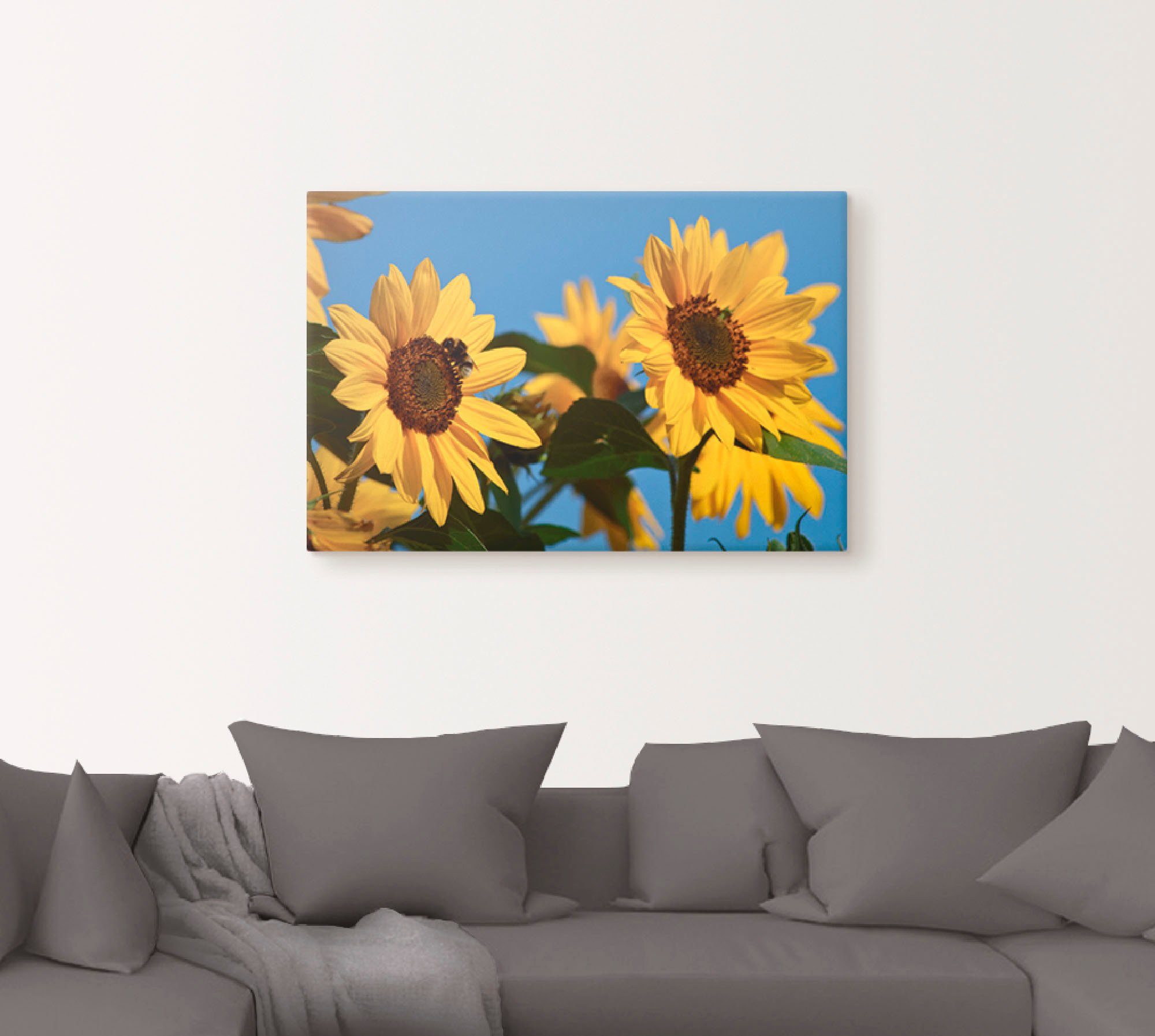 Artland Artprint op linnen Zonnebloemen gespannen op een spieraam