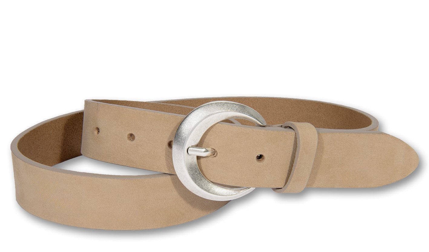 Silbergift Leren riem dames brede riemen maat 100 beige