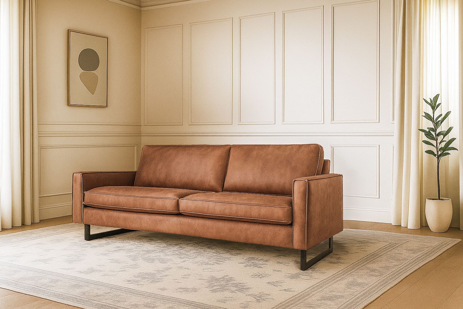 Places of Style 3-zitsbank Maxi-uitvoering Pinto, 236 cm, cord, chenille, leerlook