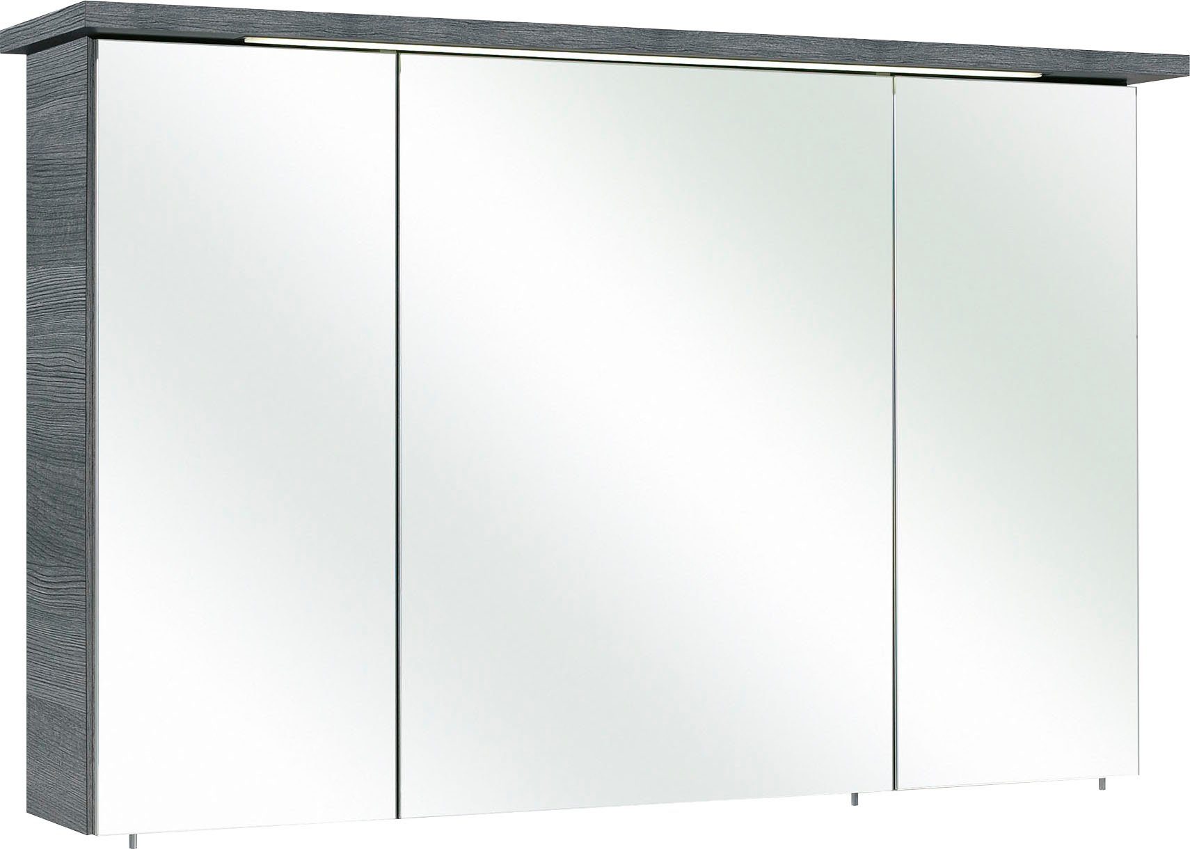 Saphir Spiegelkast Quickset 328 Badkamerspiegelkast incl. LED-verlichting, 620LM 115 cm breed, grafiet structuur in de breedte imitatie, inclusief deurdemper