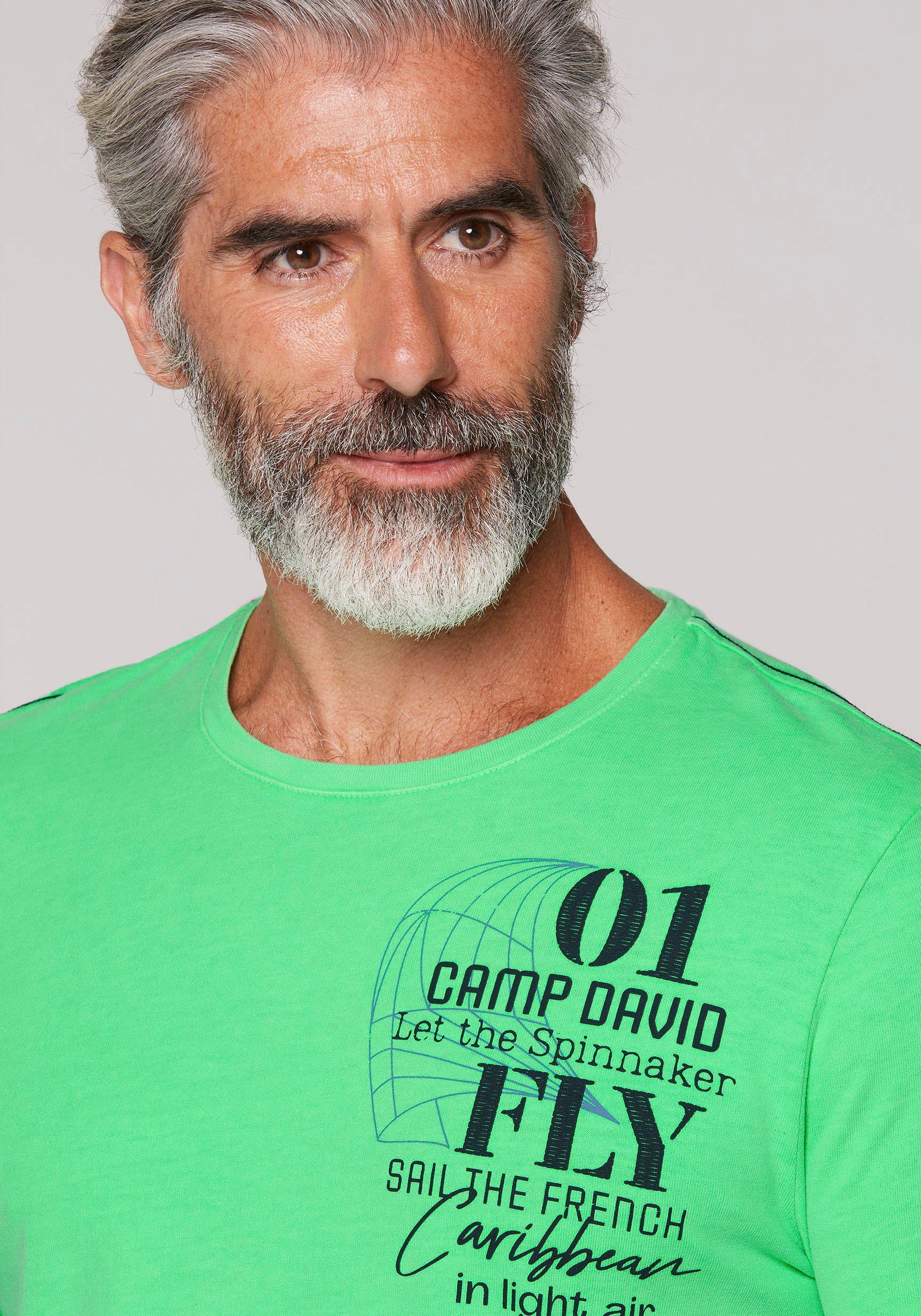 CAMP DAVID Shirt met lange mouwen met print op de achterkant
