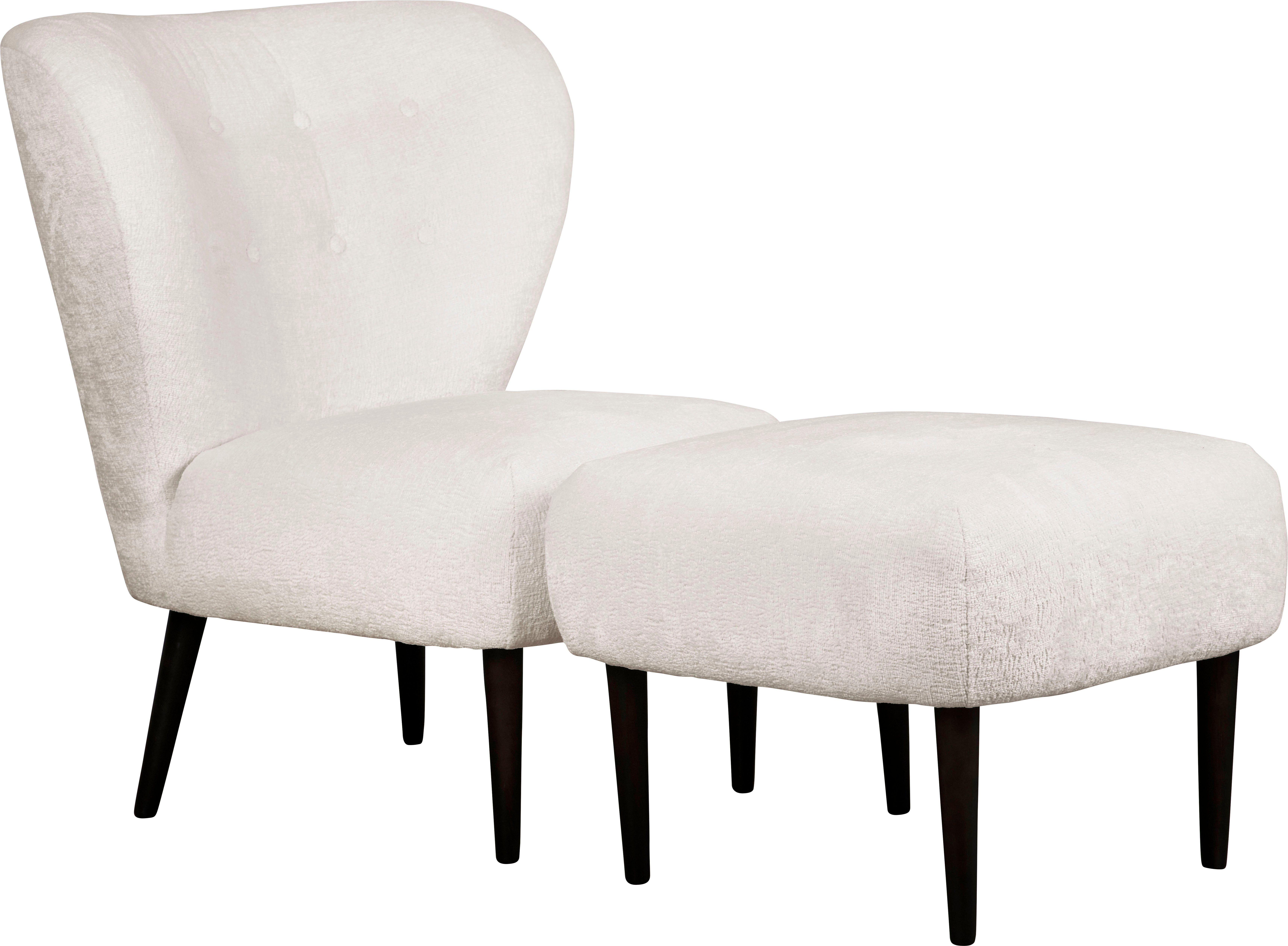 LeGer Home by Lena Gercke Fauteuil Dinah Knoopdetails op de achterkant, naar keuze met of zonder poef/voetenbank