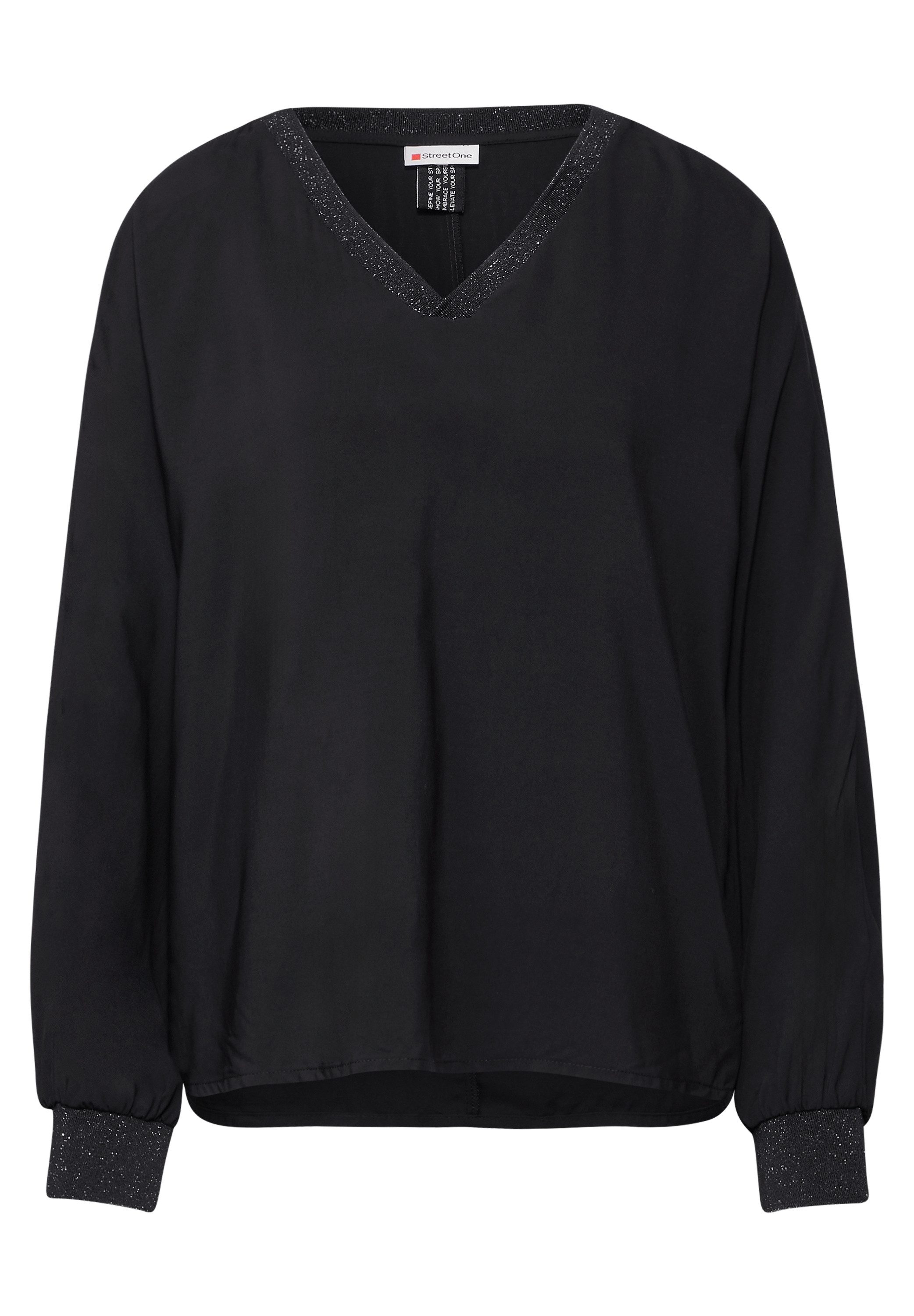 STREET ONE Blouse met lange mouwen van 100% viscose - met glitterdetails