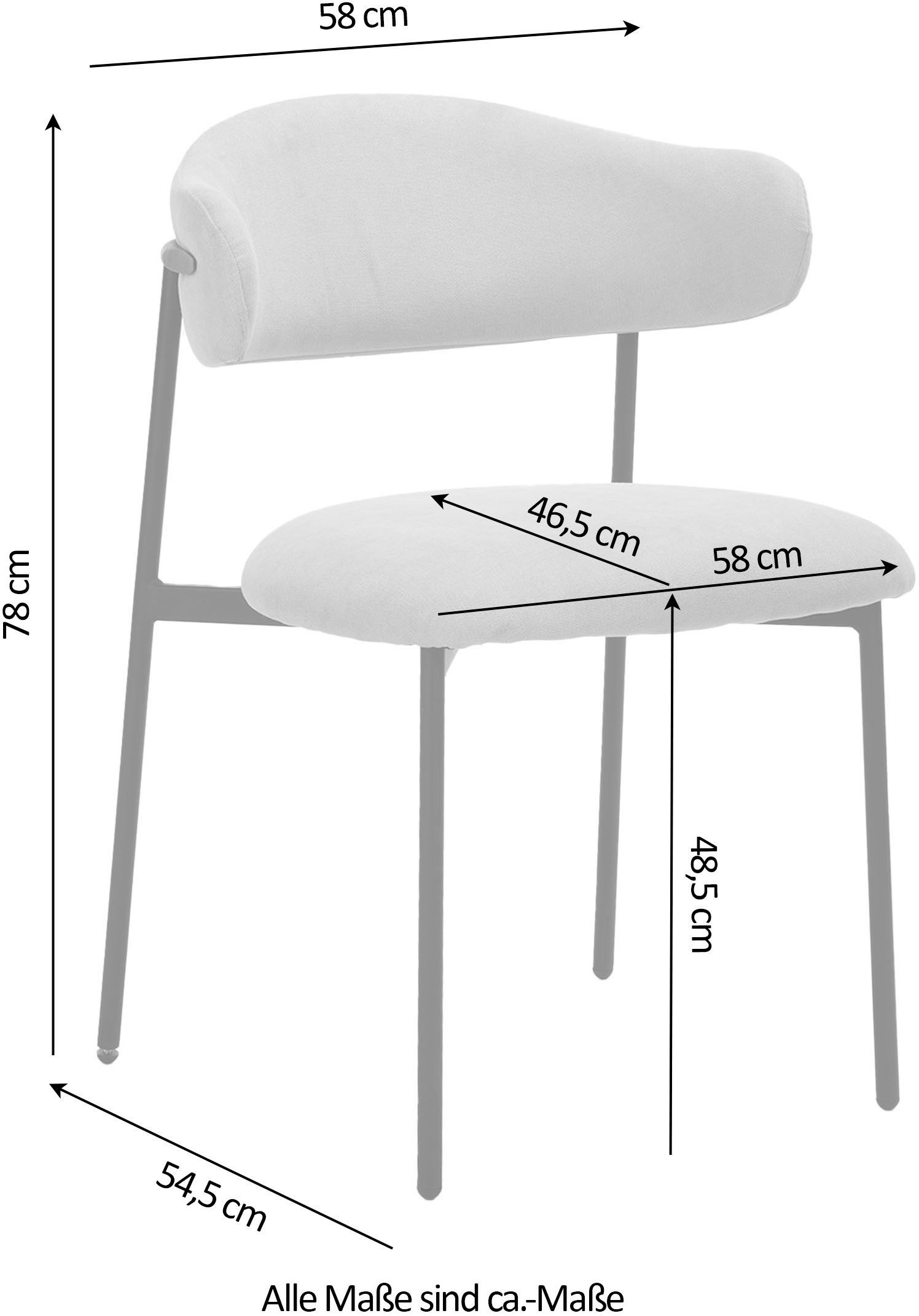 byLIVING Eetkamerstoel Jersey (2-stuks set) Frame van metaal zwart, keukenstoel, geweven stofbekleding, diverse kleuren (set)