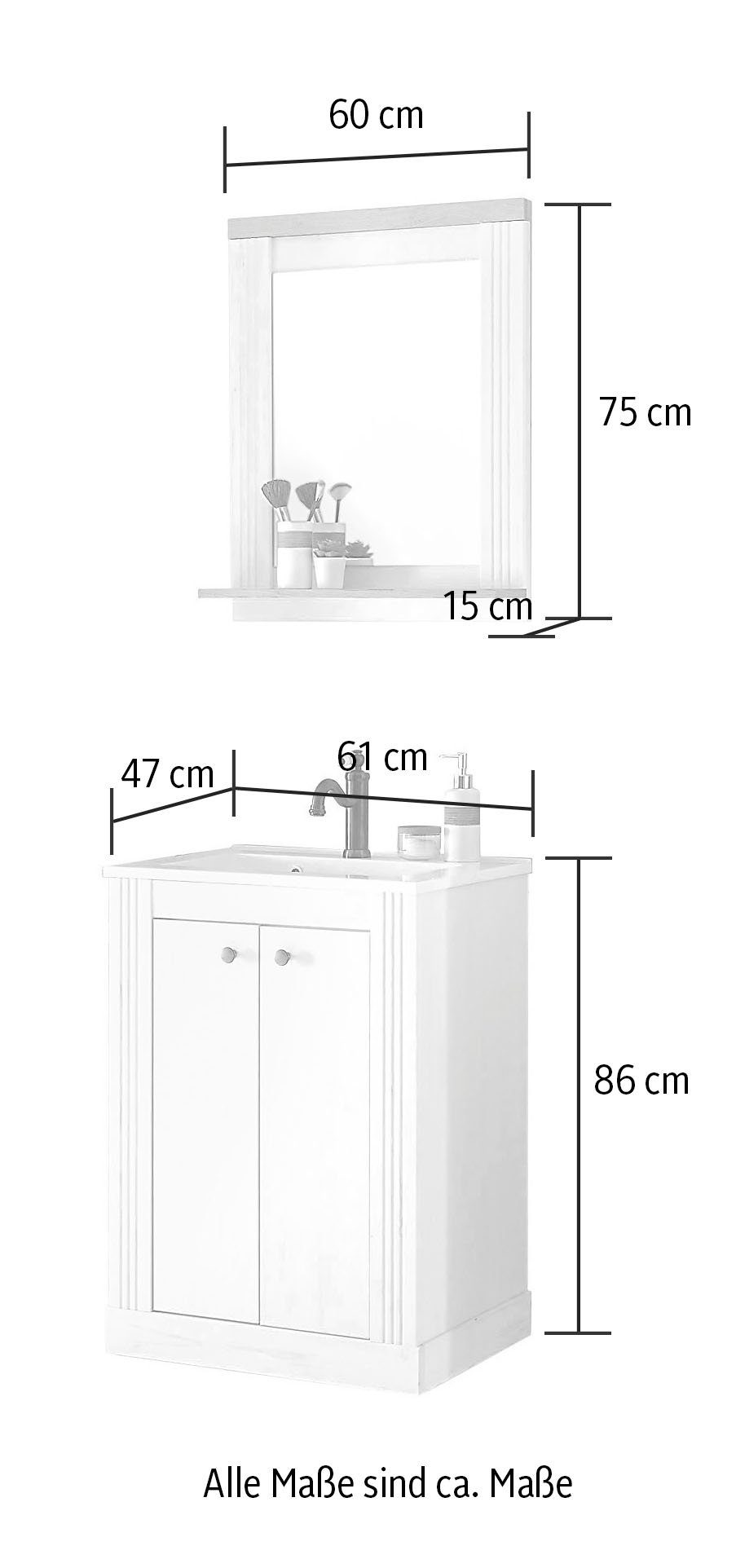 Home affaire Badkamerserie WESTMINSTER, Bad im Landhausstil, 2-teiliges Badezimmer in romantische rustieke stijl, exclusief by otto (2-delig)