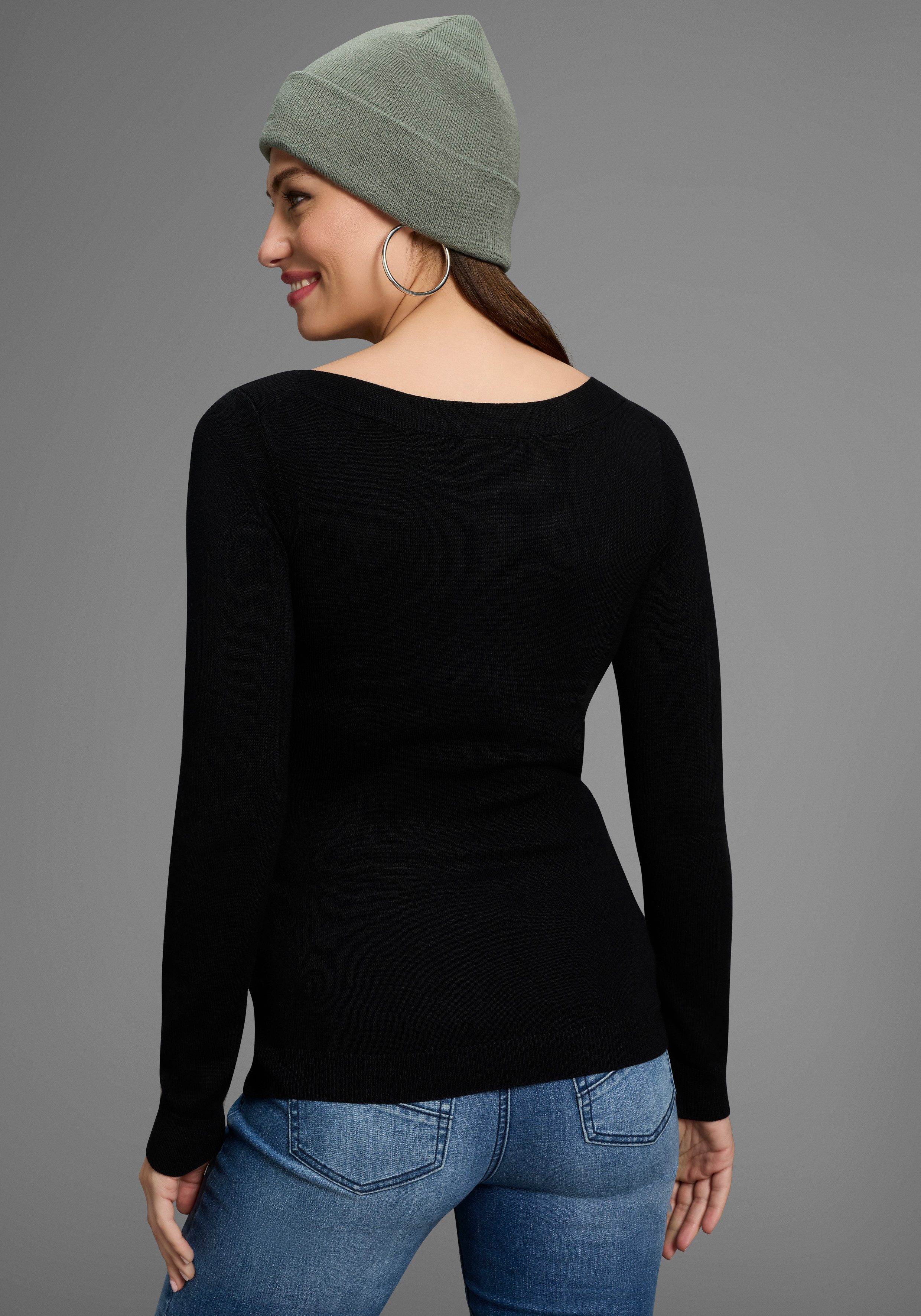 Bruno Banani Gebreide trui met een mesh-inzet - nieuwe collectie