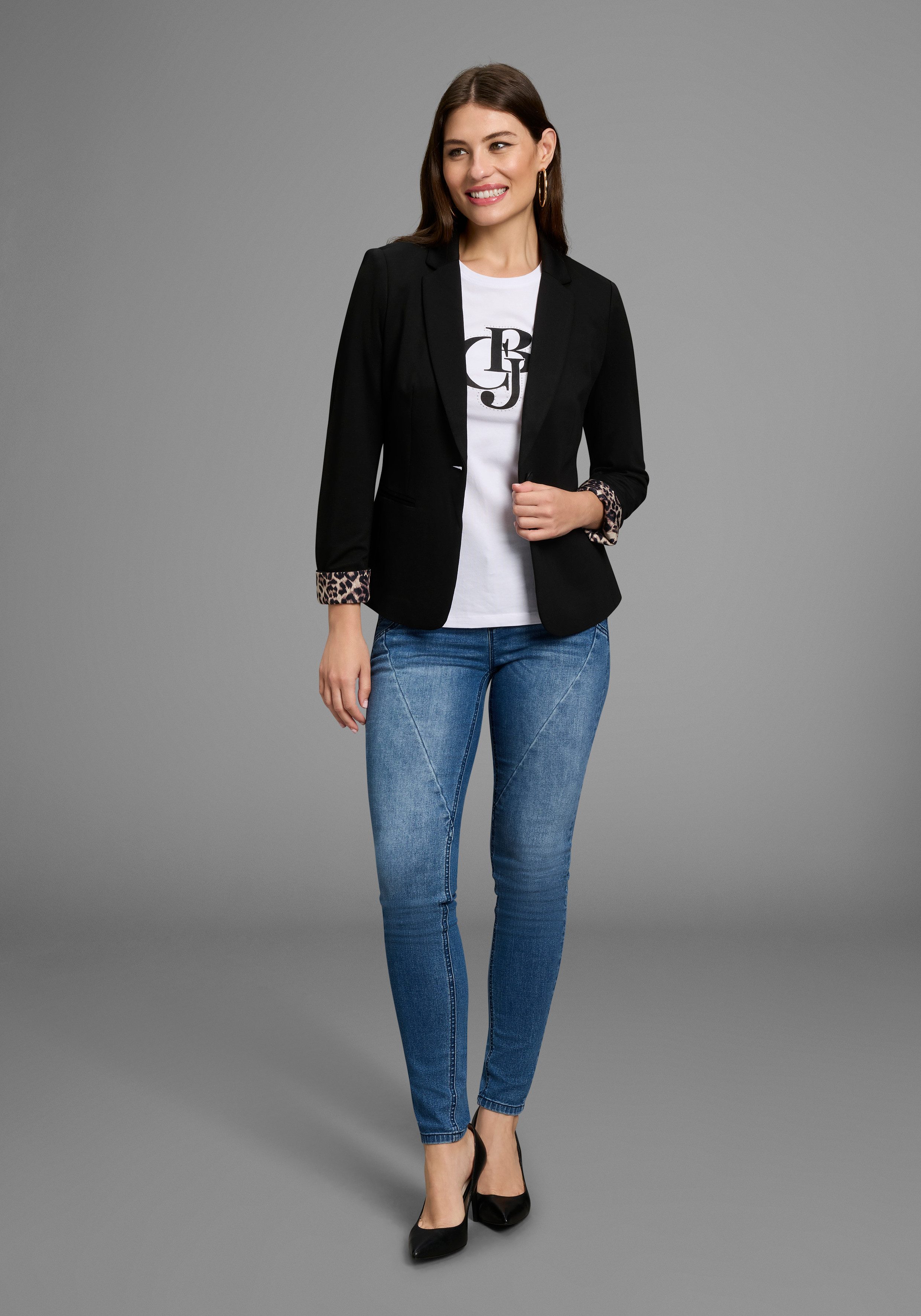 Bruno Banani Korte blazer Leeuwenprint voering