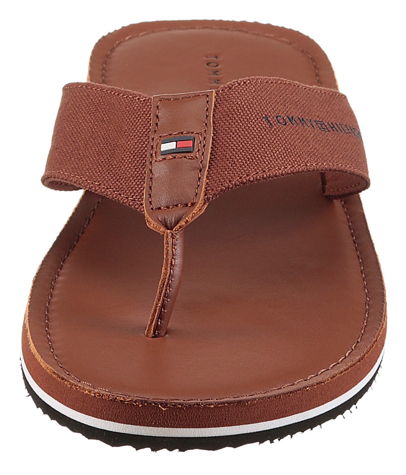Tommy Hilfiger Teenslippers HILFIGER LEATHER BEACH SANDAL , dianette, zomerschoen, strand schoen met logo