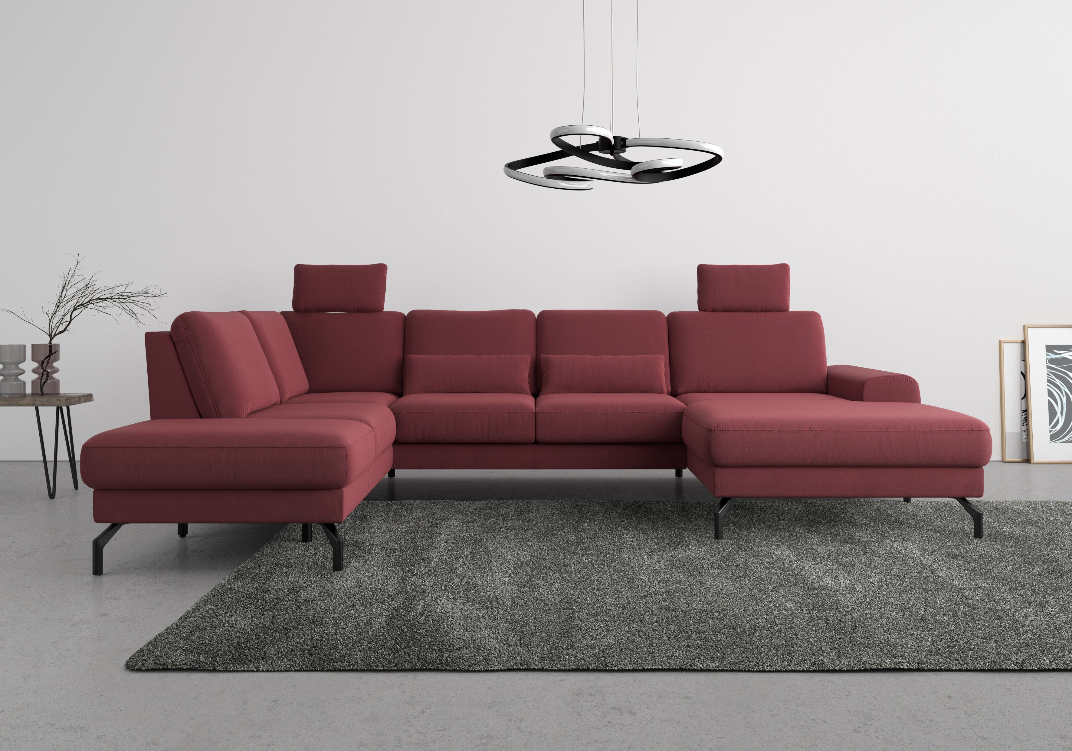sit&more Zithoek Cinturo U-vorm inclusief zitdiepteverstelling en binnenvering, zithoogte 48 cm , zithoeken, mega-Recamiere rechts