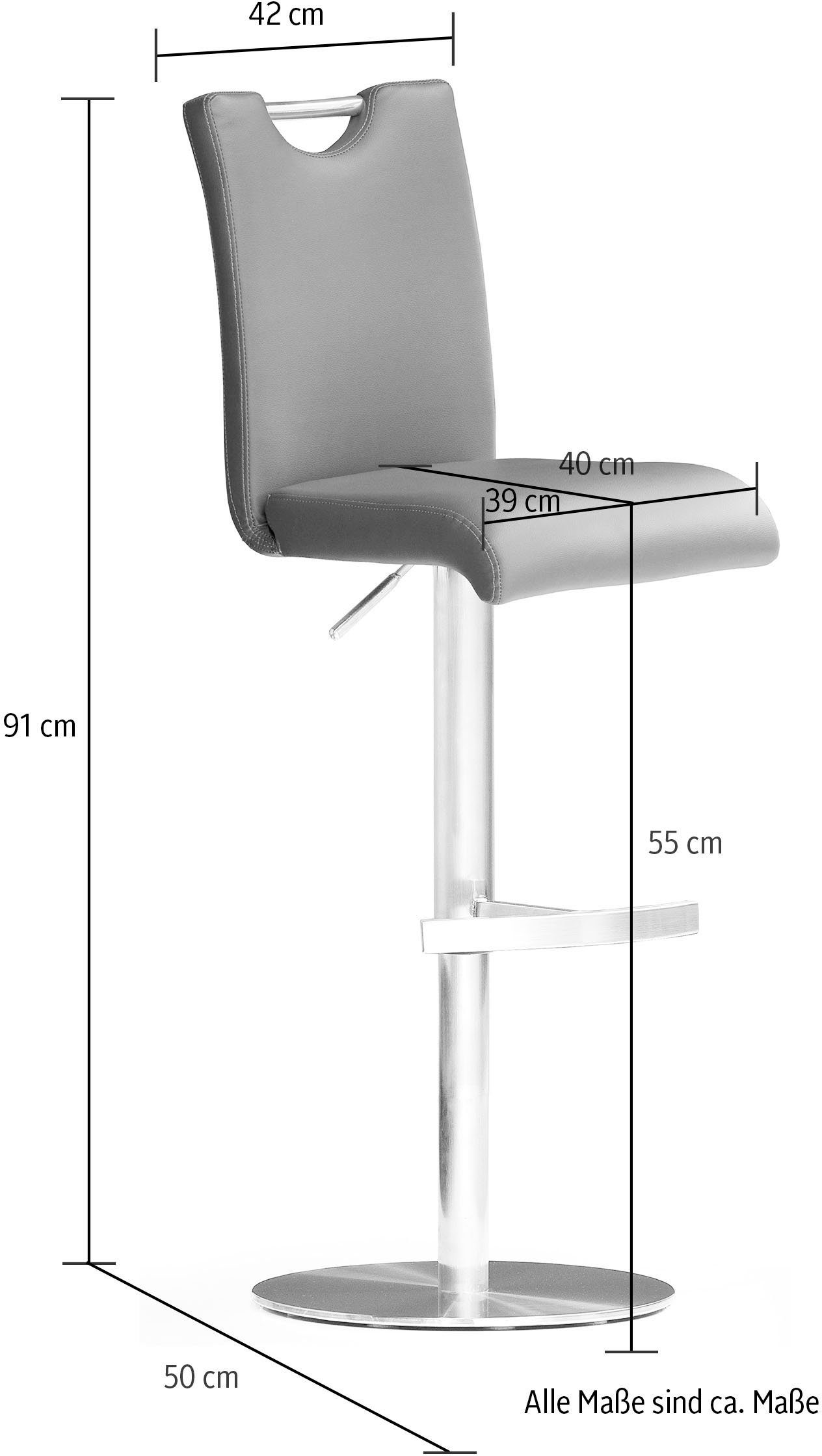 MCA furniture Bistrostoel BARBECOOL, TOPSELLER! met rugleuning, vierkante bodemplaat, 180° draaibaar, zithoogte van 55-80 cm