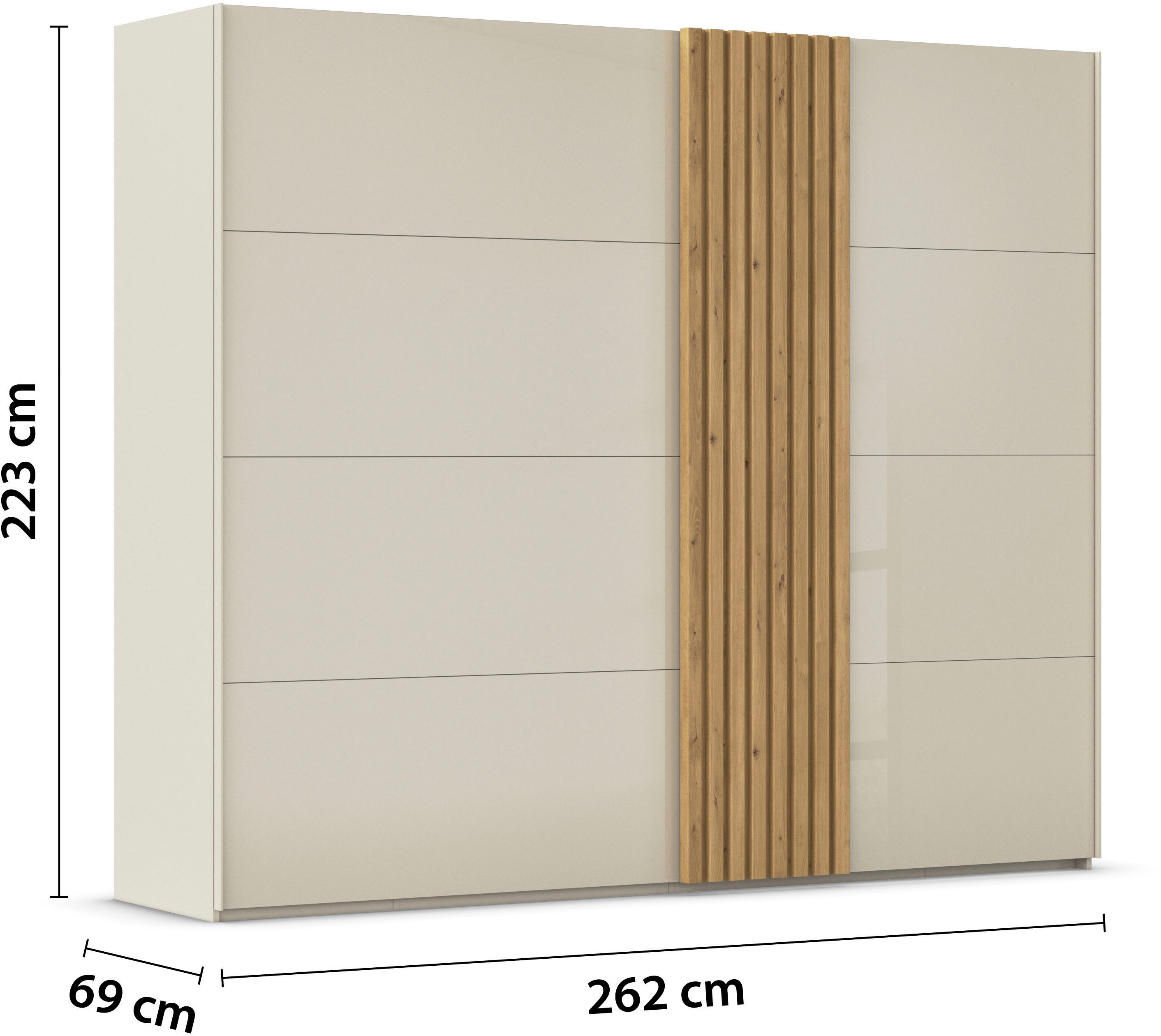 rauch Schuifdeurkast Kledingkast kast garderobe linnenkast TEGIO met hoogwaardige houtdecoratie en glazen front made in germany