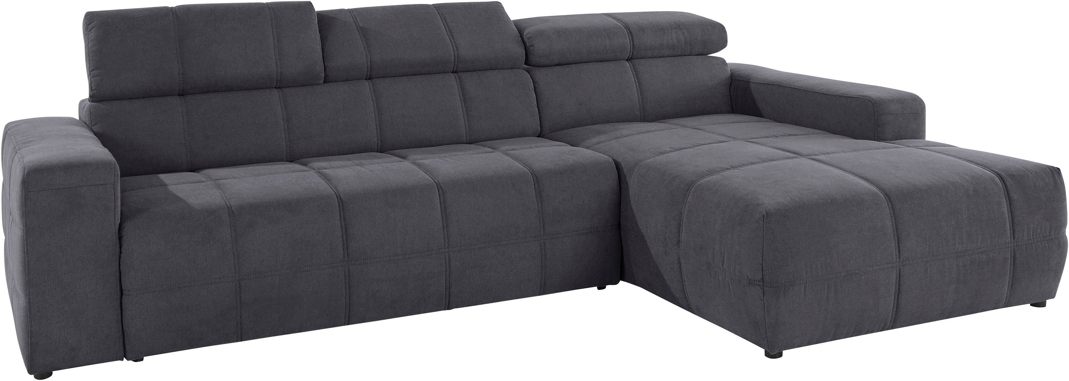 DOMO collection Hoekbank Brandon B/D/H: 289/177/80 cm, keuze met zitdiepteverstelling, L-vorm