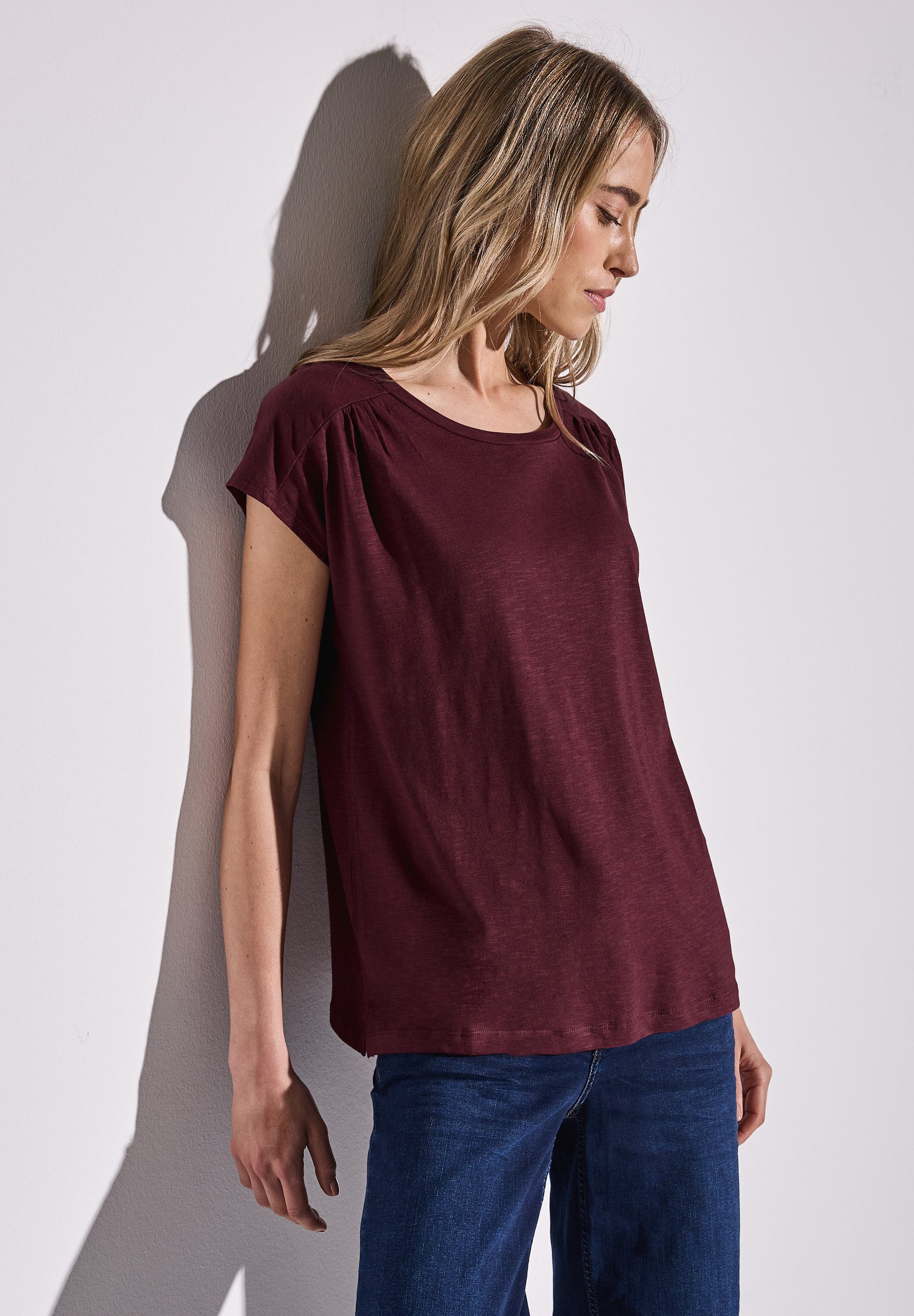 STREET ONE Shirttop met aanrimpeling op de schouder