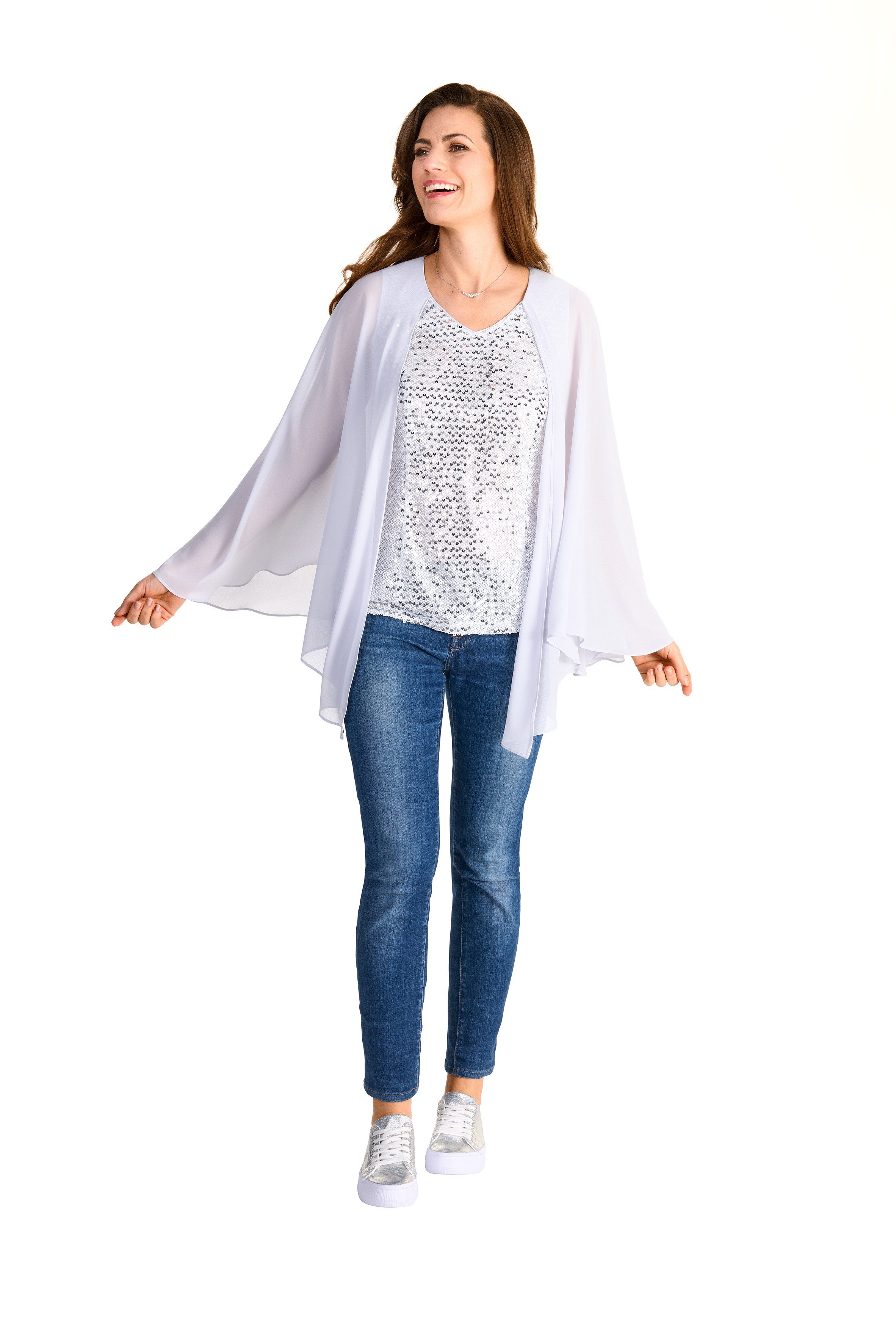 HERMANN LANGE Collection Shirt met vleermuismouwen met pailletten en in lagenlook
