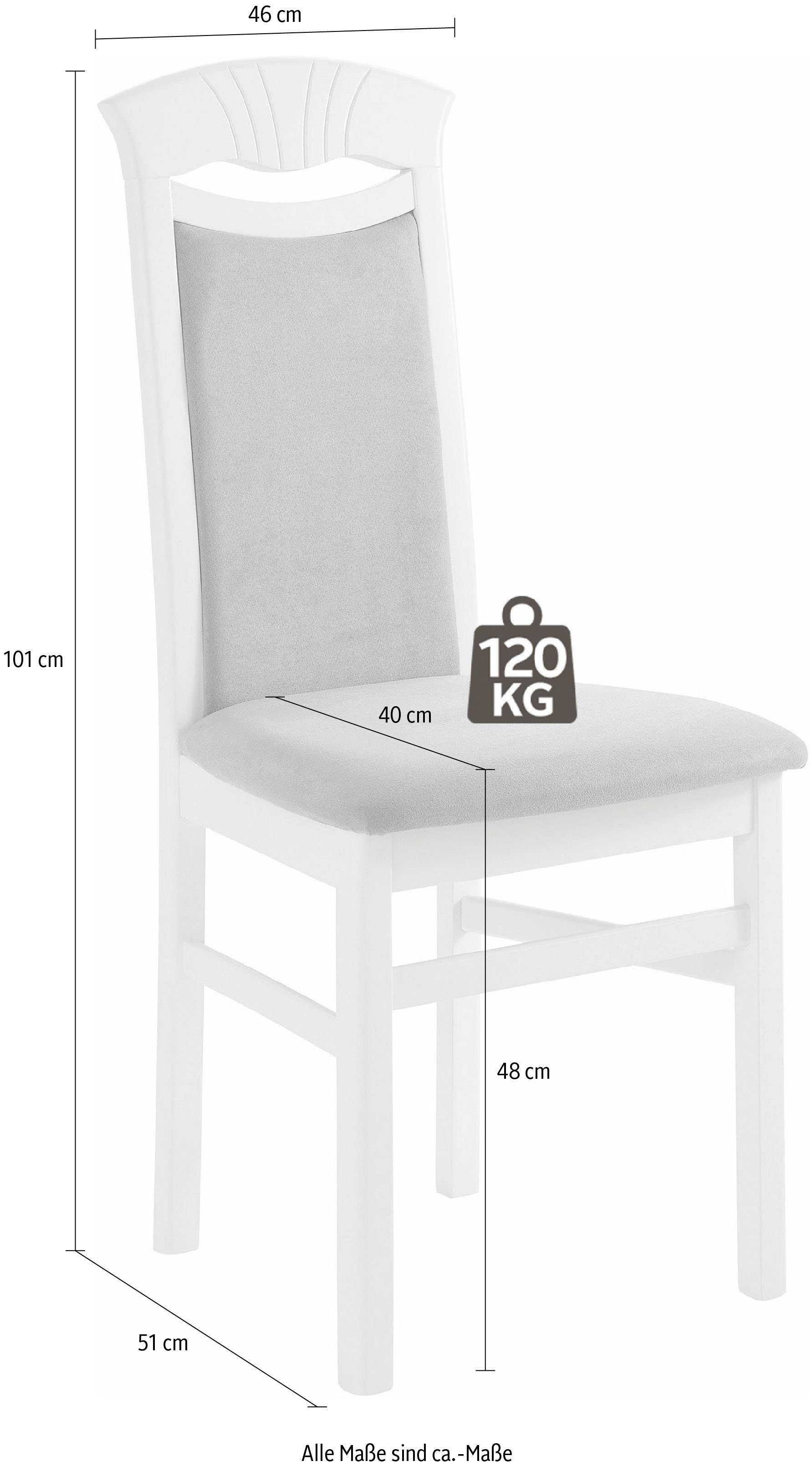 Home affaire Eetkamerstoel Franz slijtvast microvezel, onderstel beuken naturel of wit, houten stoel (set, 2 stuks)