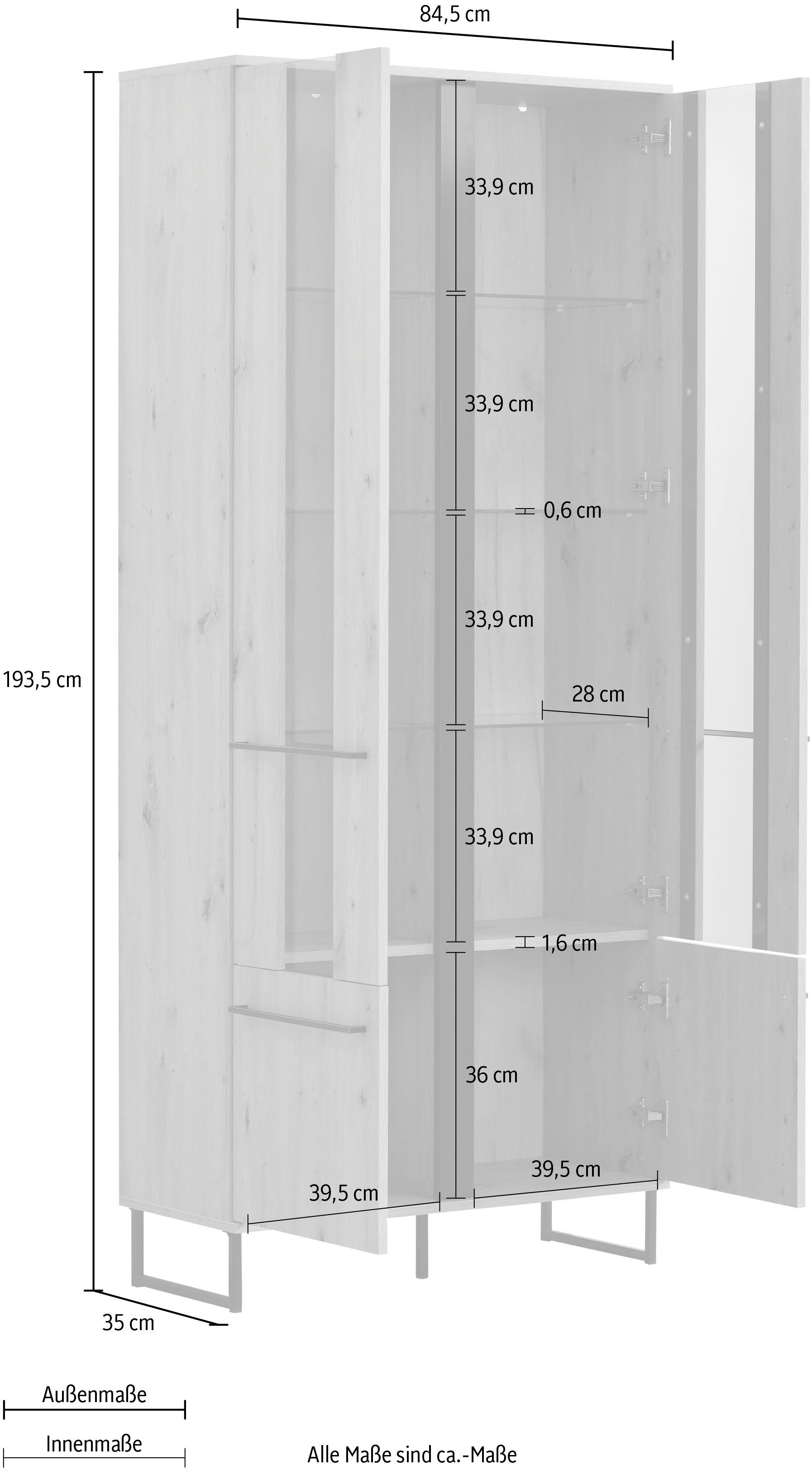 INOSIGN Highboard SARDINIA Vitrine, breedte 84cm
