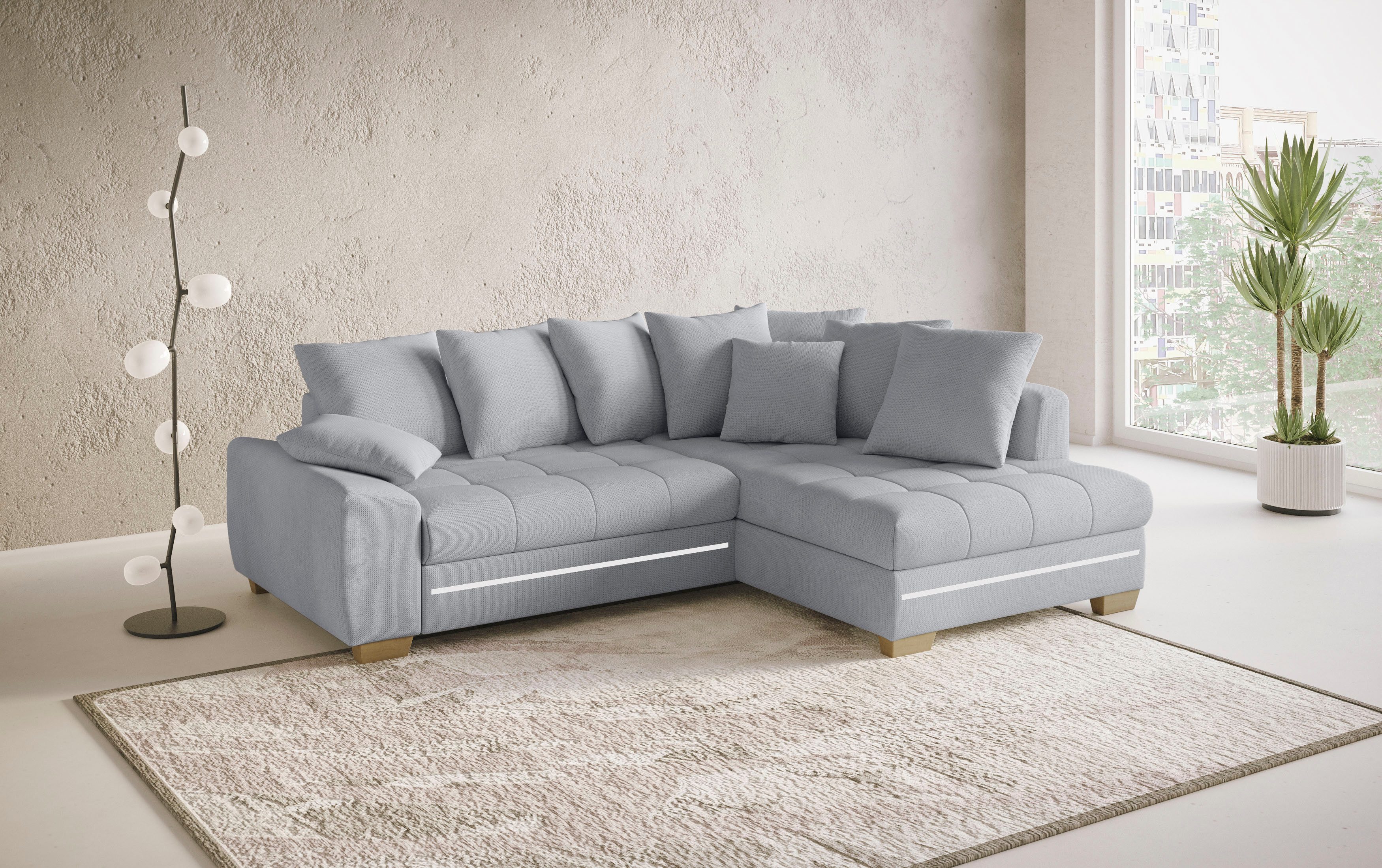 Mr. Couch Hoekbank Nikita II, L-vorm met rgb-led verlichting, optioneel met bed, bedlade, koudschuim