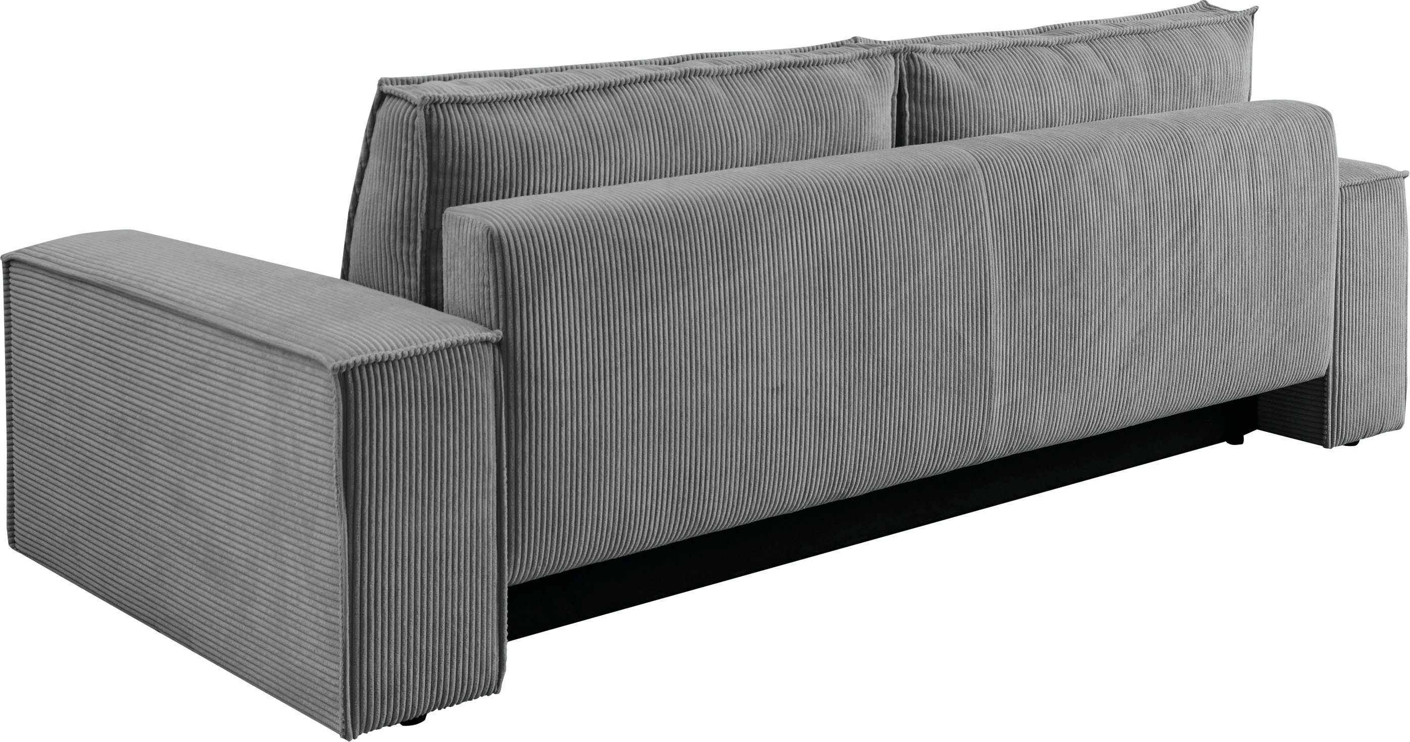 Home affaire 3-zitsbank SHERWOOD slaapbank (257 cm) ribfluweel, velours, vintage lederlook