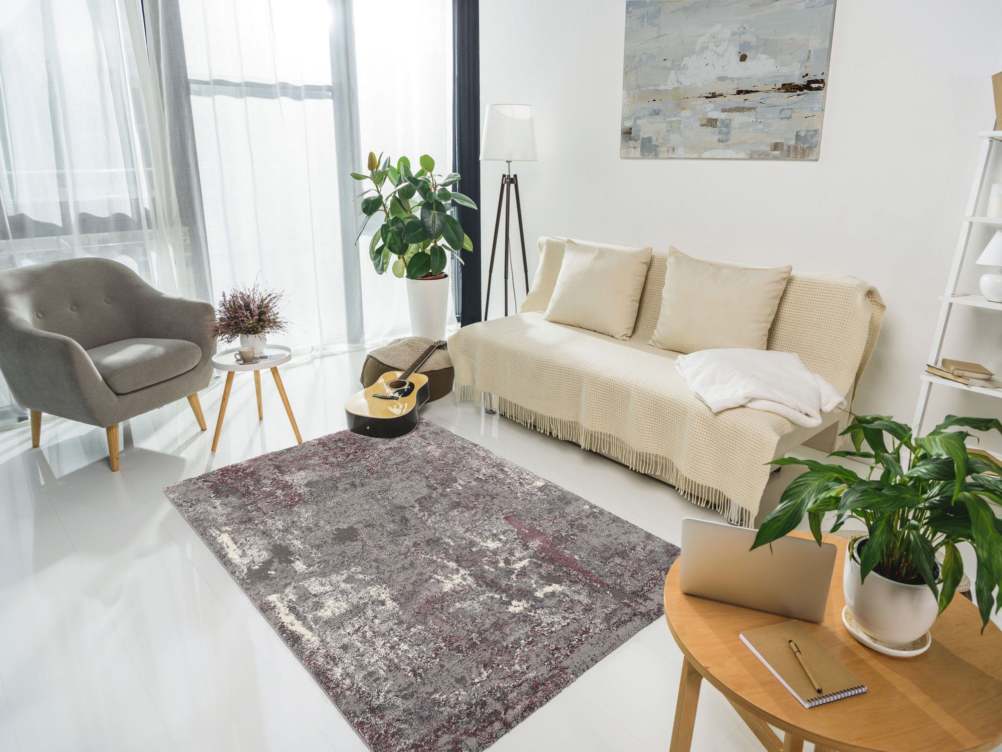 OCI DIE TEPPICHMARKE Vloerkleed Juwel Liray Korte pool, woonkamer, marmer look, reliëfeffect
