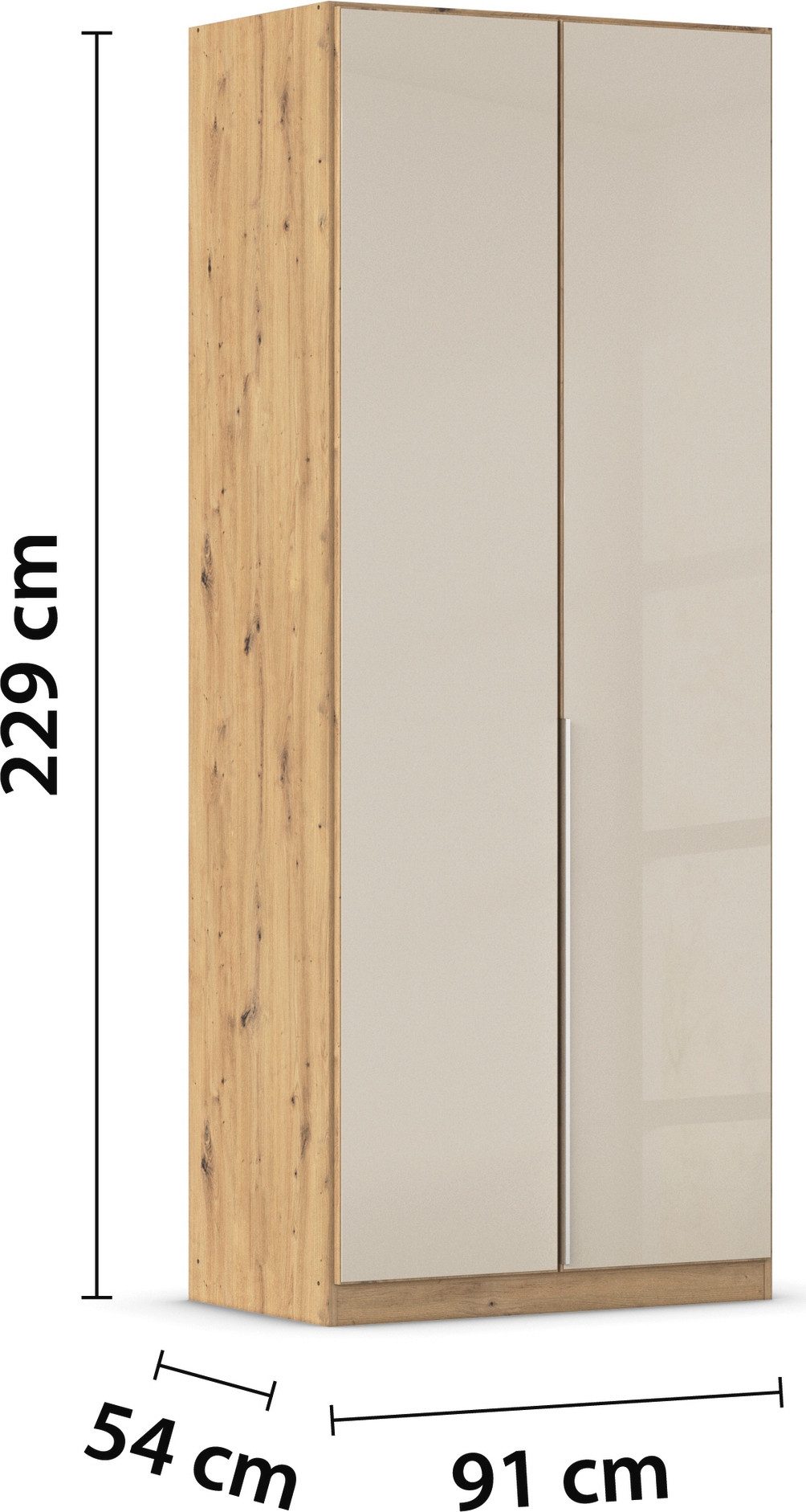 rauch Draaideurkast Kledingkasten kast garderobe AGORDO met glazen front doordachte binnenuitrusting, in 6 breedtes en 2 hoogtes made in germany