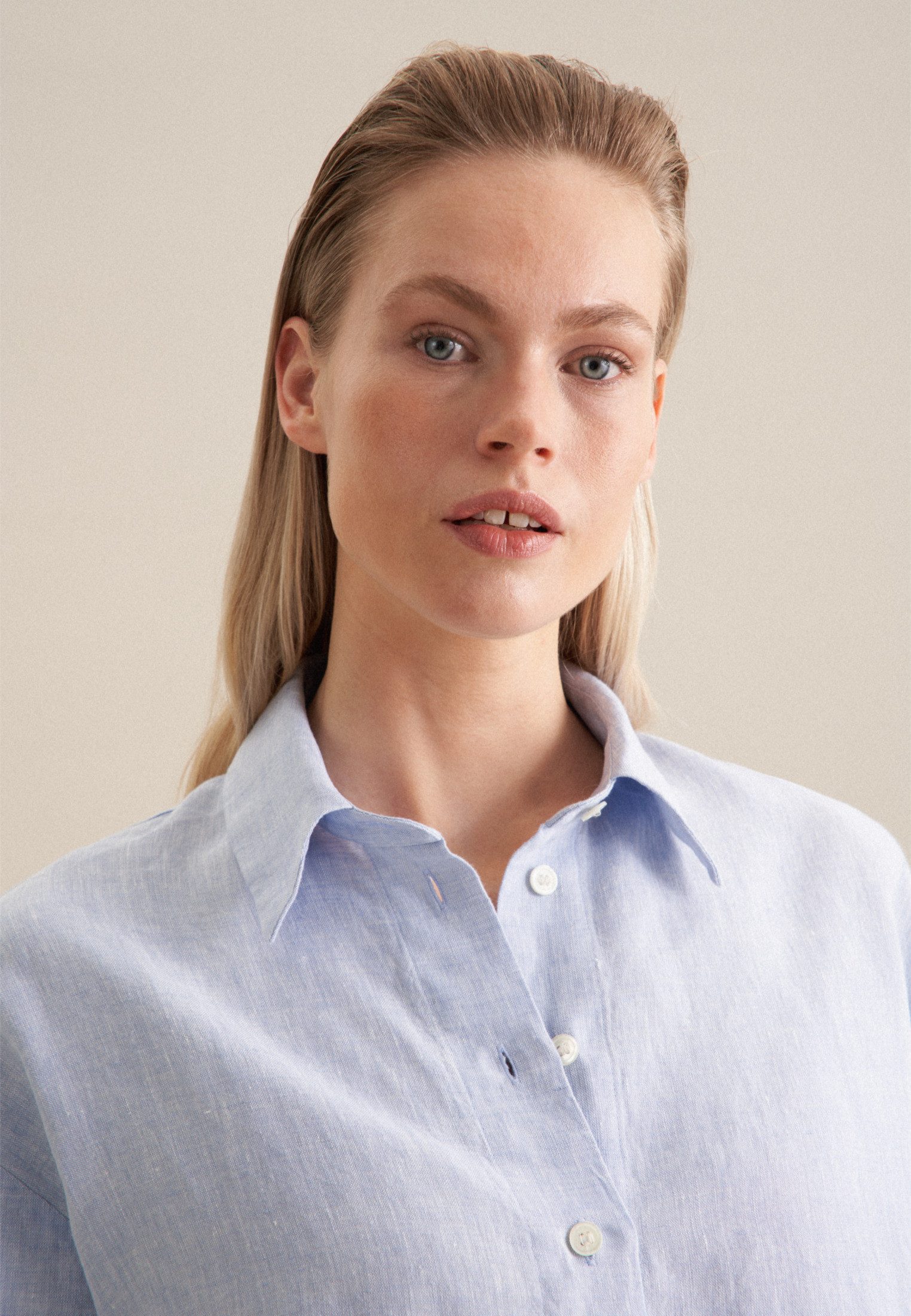 seidensticker Overhemdblouse Zwarte roos Lange mouwen kraag uni